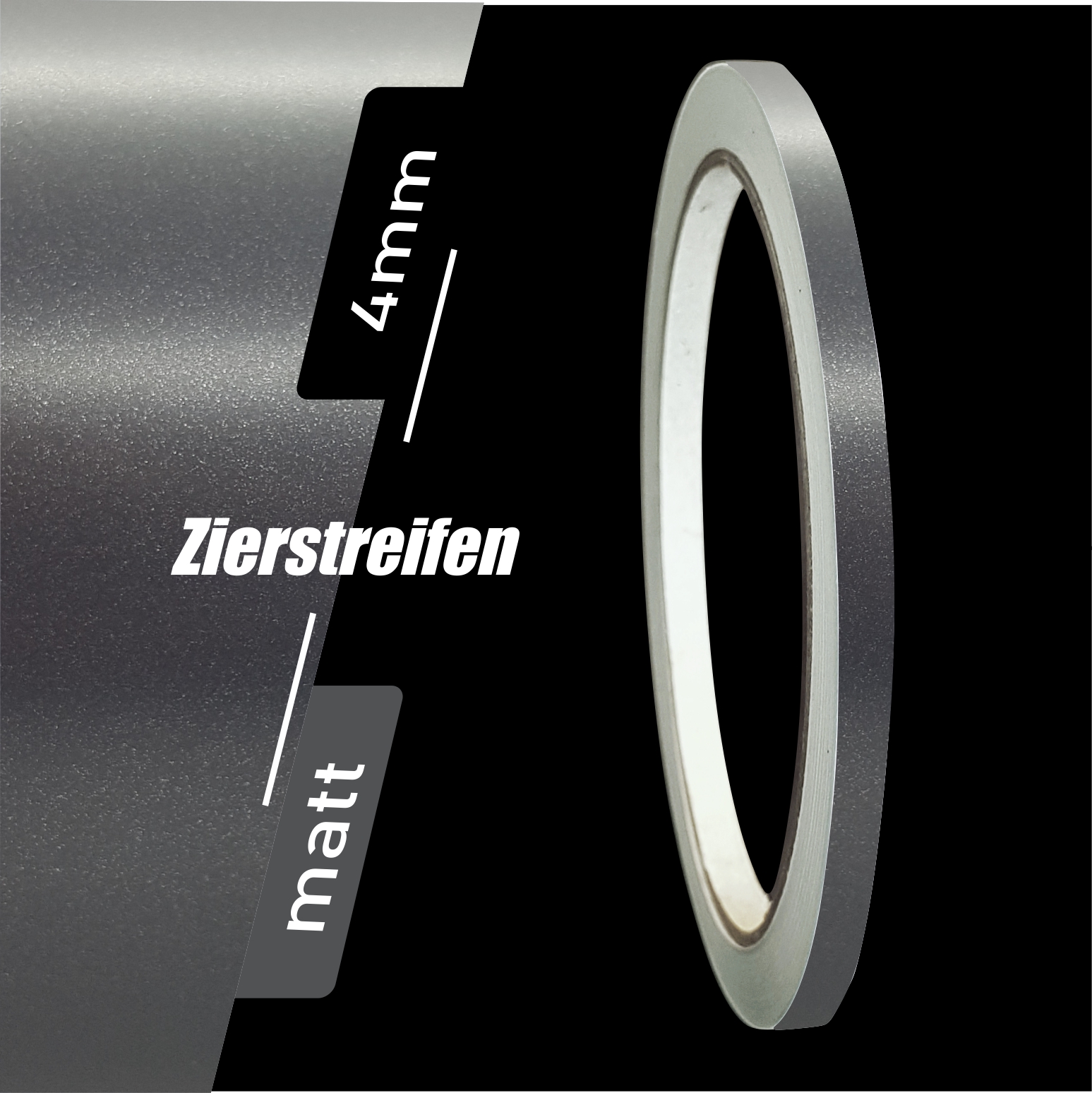 Zierstreifen Matt anthrazit metallic 4mm in in 10 m Länge für Auto Boot Klebeband Dekorstreifen Tuningstreifen Autofolie Siviwonder