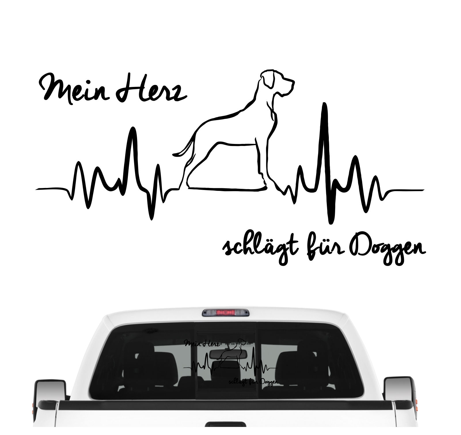 Dogge deutsche Great Dane Grand Danois Dog Hundeaufkleber Herz AUTOAUFKLEBER Hunde HEARTBEAT EKG by SIVIWONDER