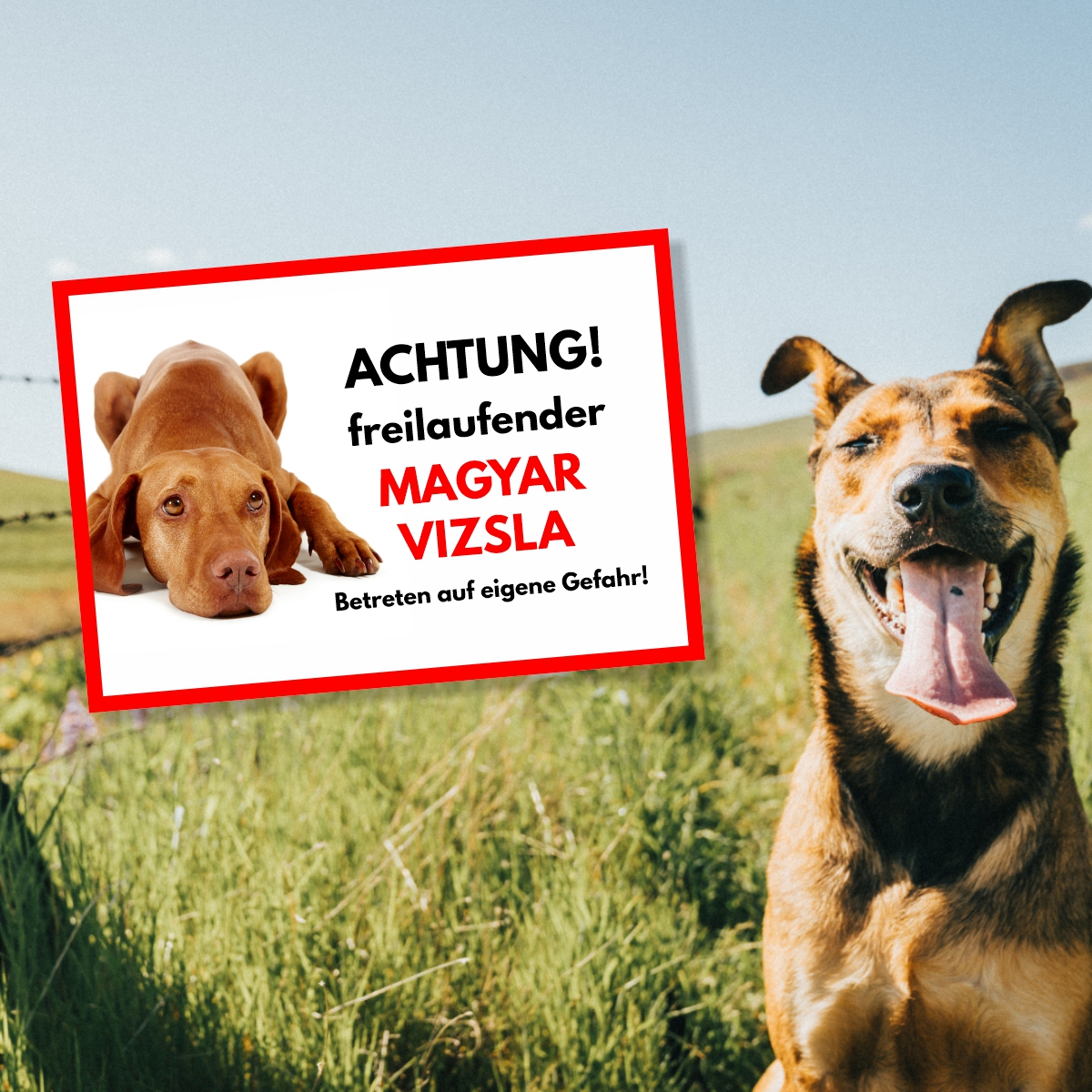 Magyar Vizsla Freilaufender Hund Dog Schild Spruch Türschild Hundeschild Warnschild