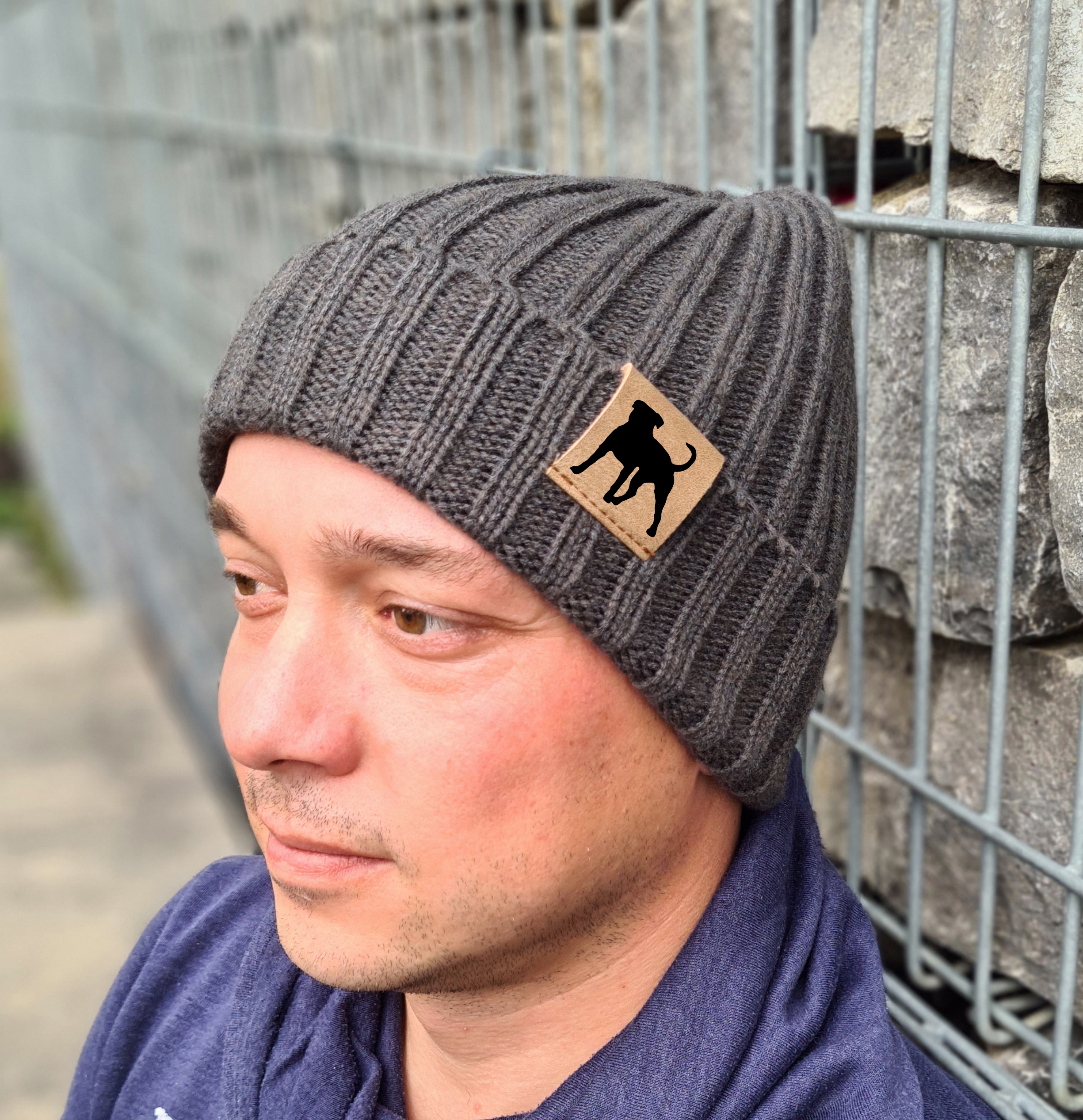 Strickmütze "American Bulldog USA"  Beanie Mütze Urban Witzig Spruch Warm Winter Herbst Farben
