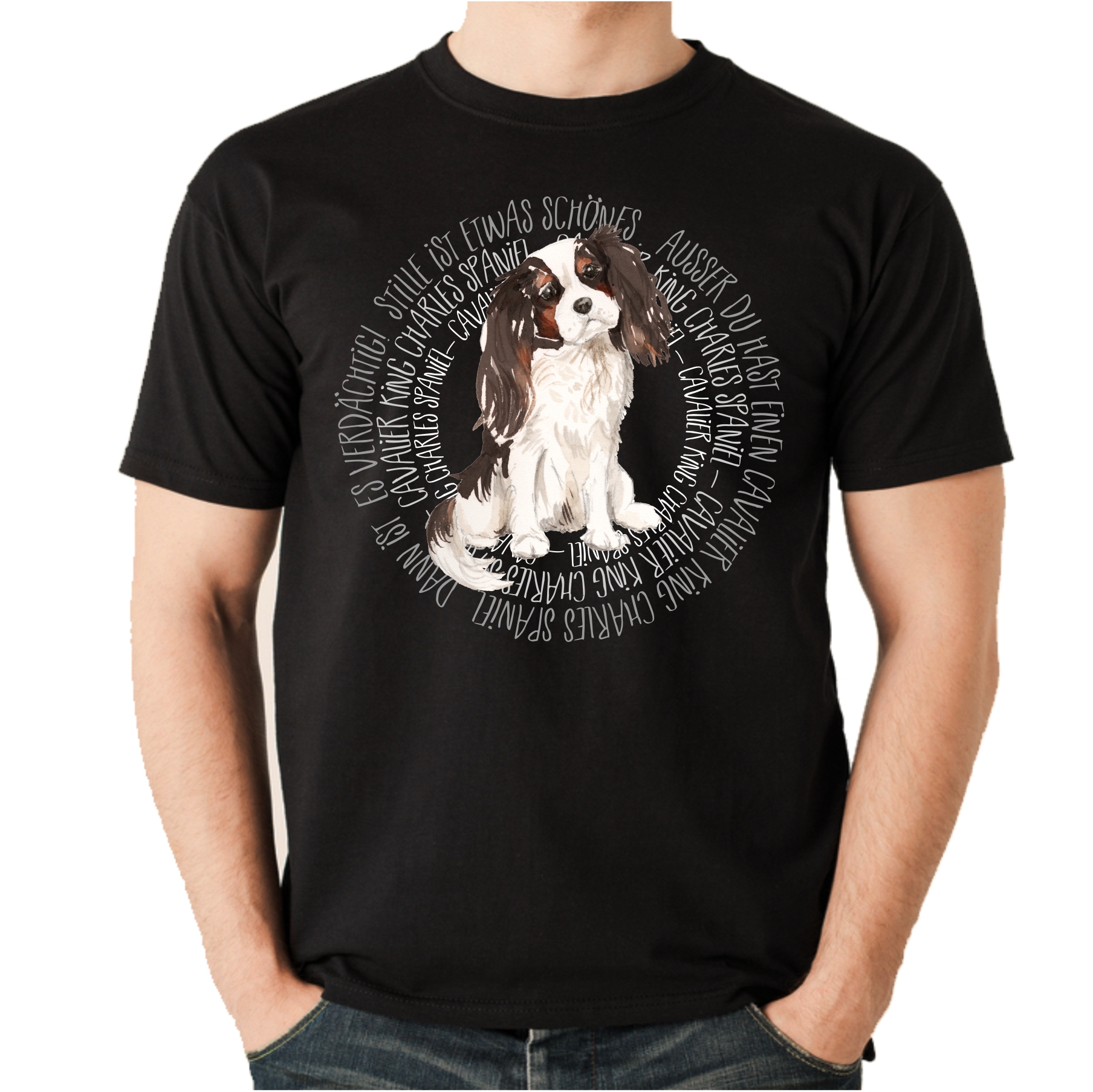 CAVALIER KING CHARLES SPANIEL UNISEX T-SHIRT CIRCLE Watercolor by SIVIWONDER