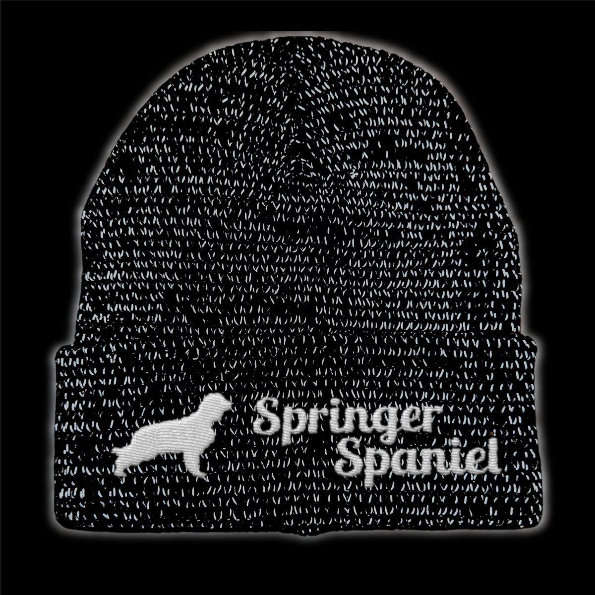 Springer Spaniel reflektierende Mütze Stickerei Hund Winter Strickmütze reflex Beanie warm kalt