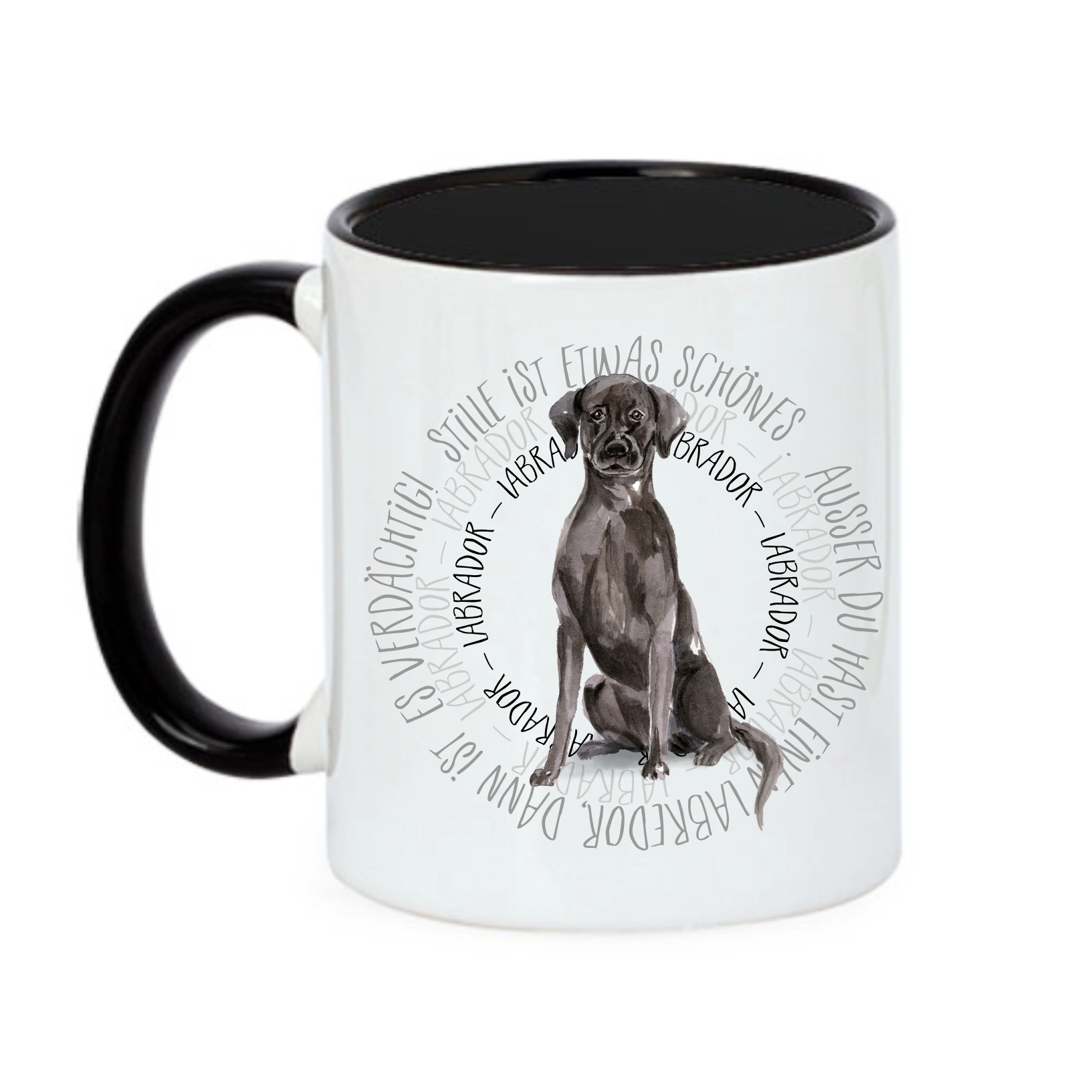 BLACK LABRADOR TASSE CIRCLE WATERCOLOUR Motiv by SIVIWONDER