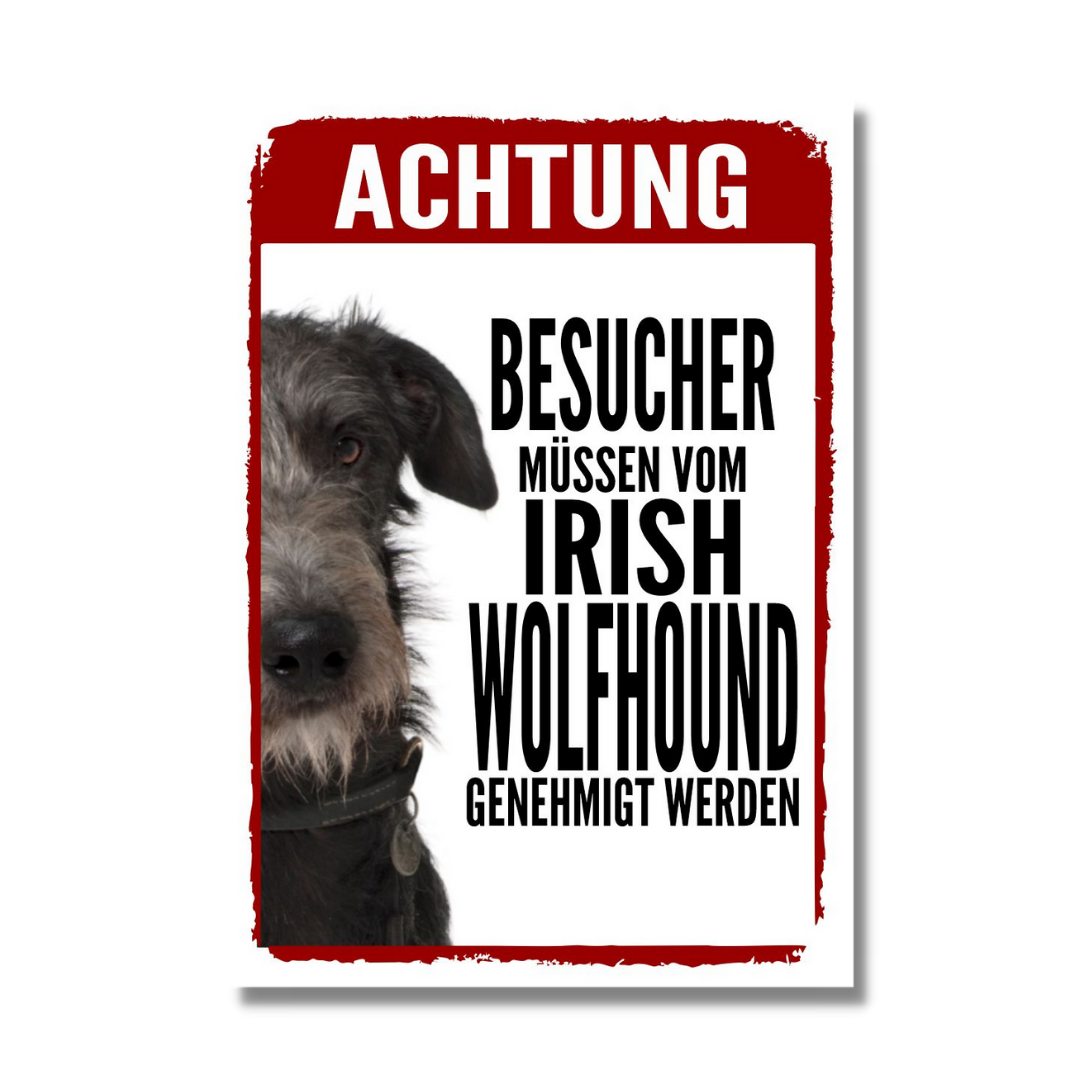 Irish Wolfhound Genehmigung Dog Schild Spruch Türschild Hundeschild Warnschild