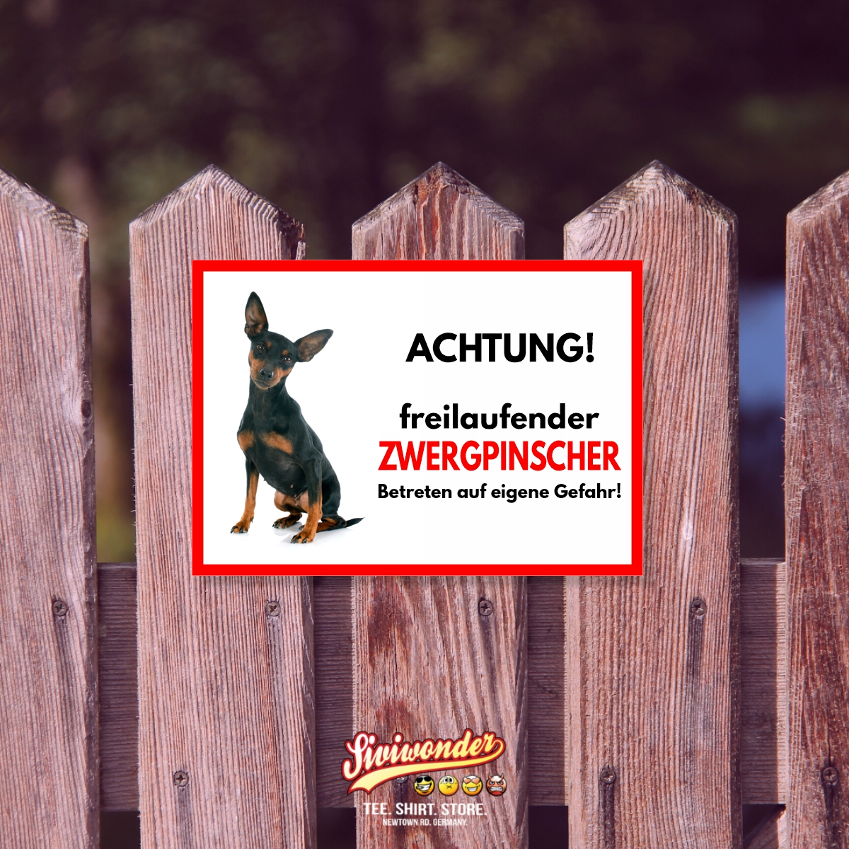 Zwergpinscher Freilaufender Hund Dog Schild Spruch Türschild Hundeschild Warnschild