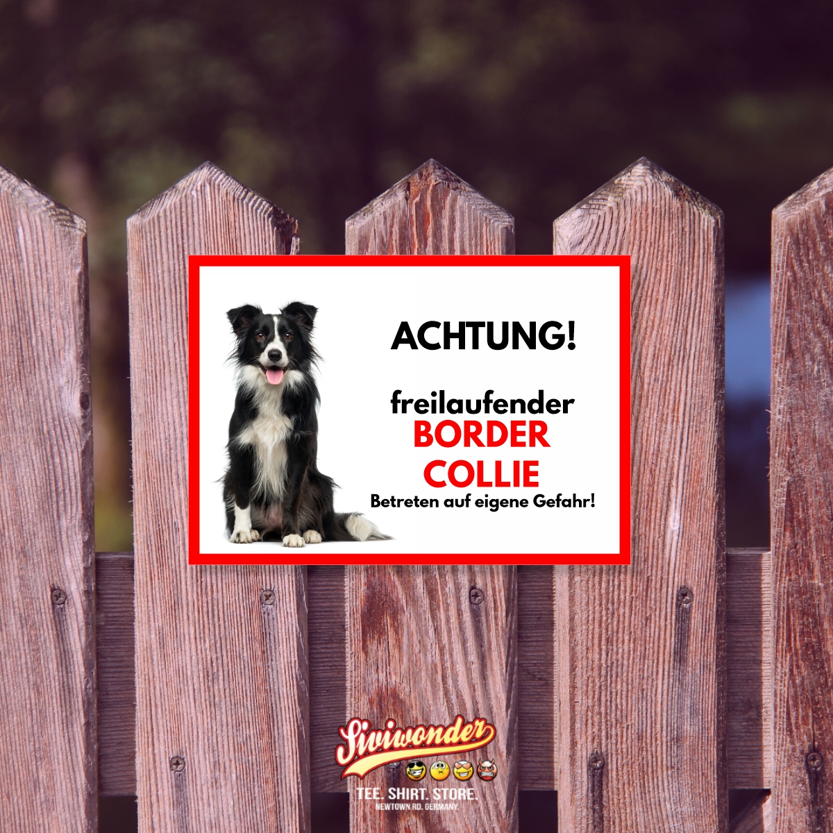 Border Collie 2 Freilaufender Hund Dog Schild Spruch Türschild Hundeschild Warnschild