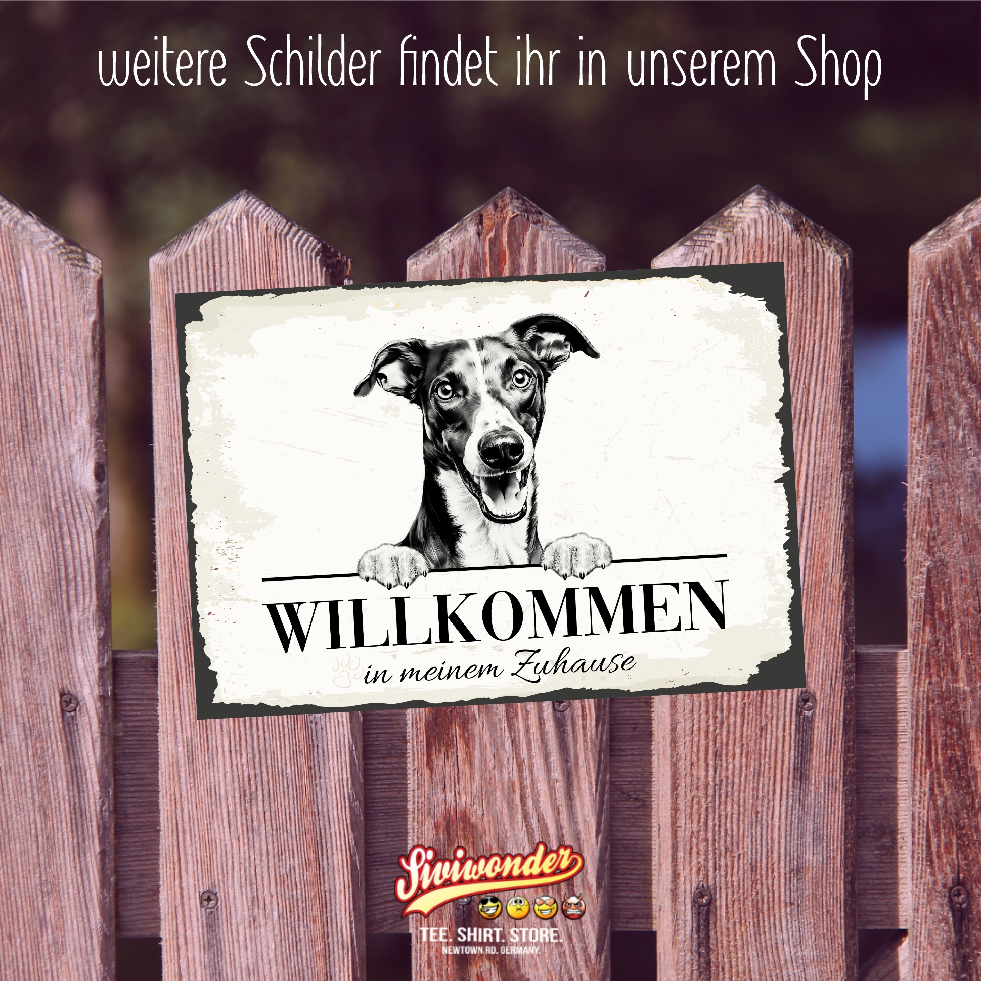 Hundeschild Willkommen Zuhause Greyhound Windhund Schild Achtung Spruch