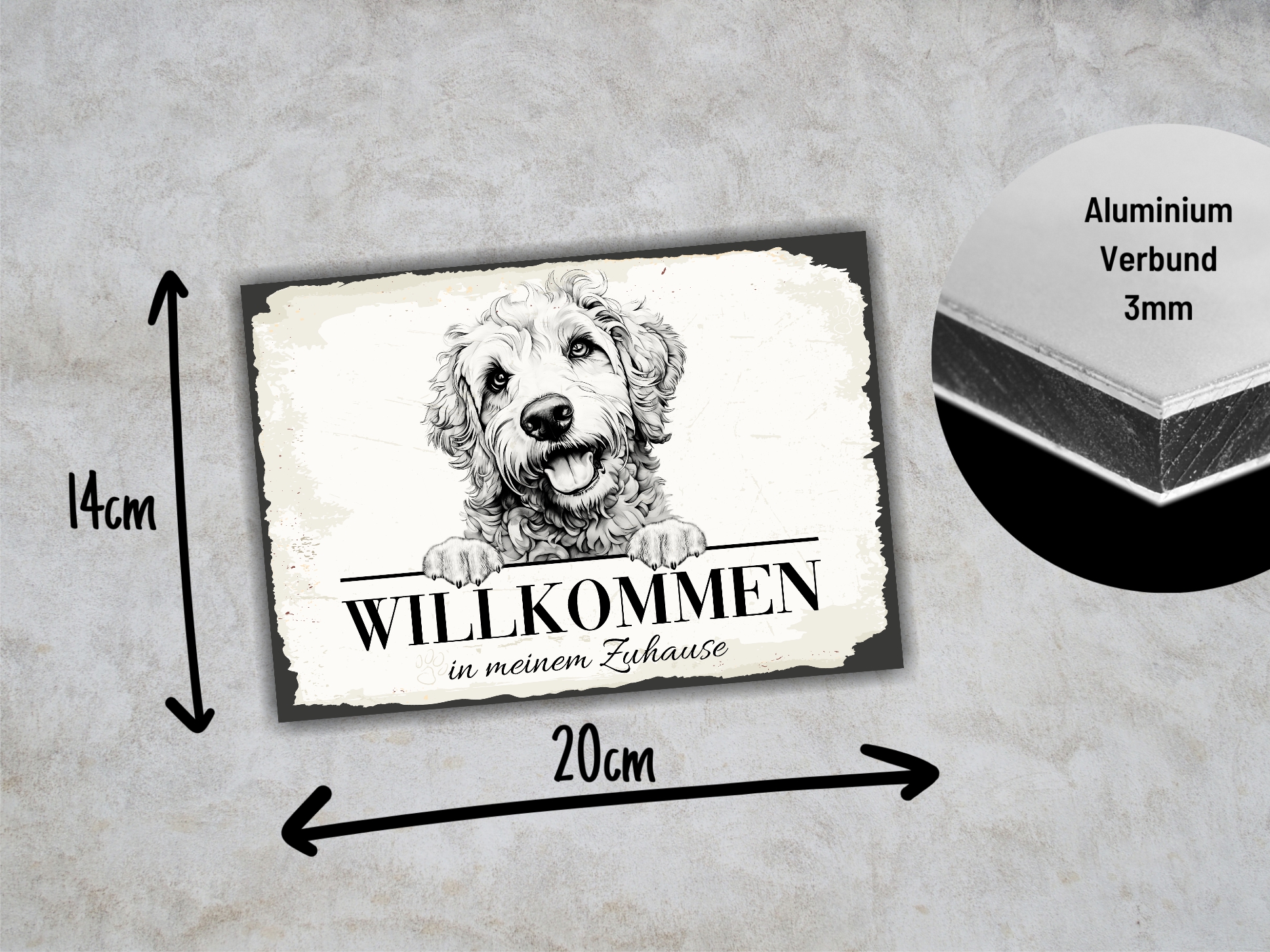 Hundeschild Willkommen Zuhause Labradoodle  Doodle Schild