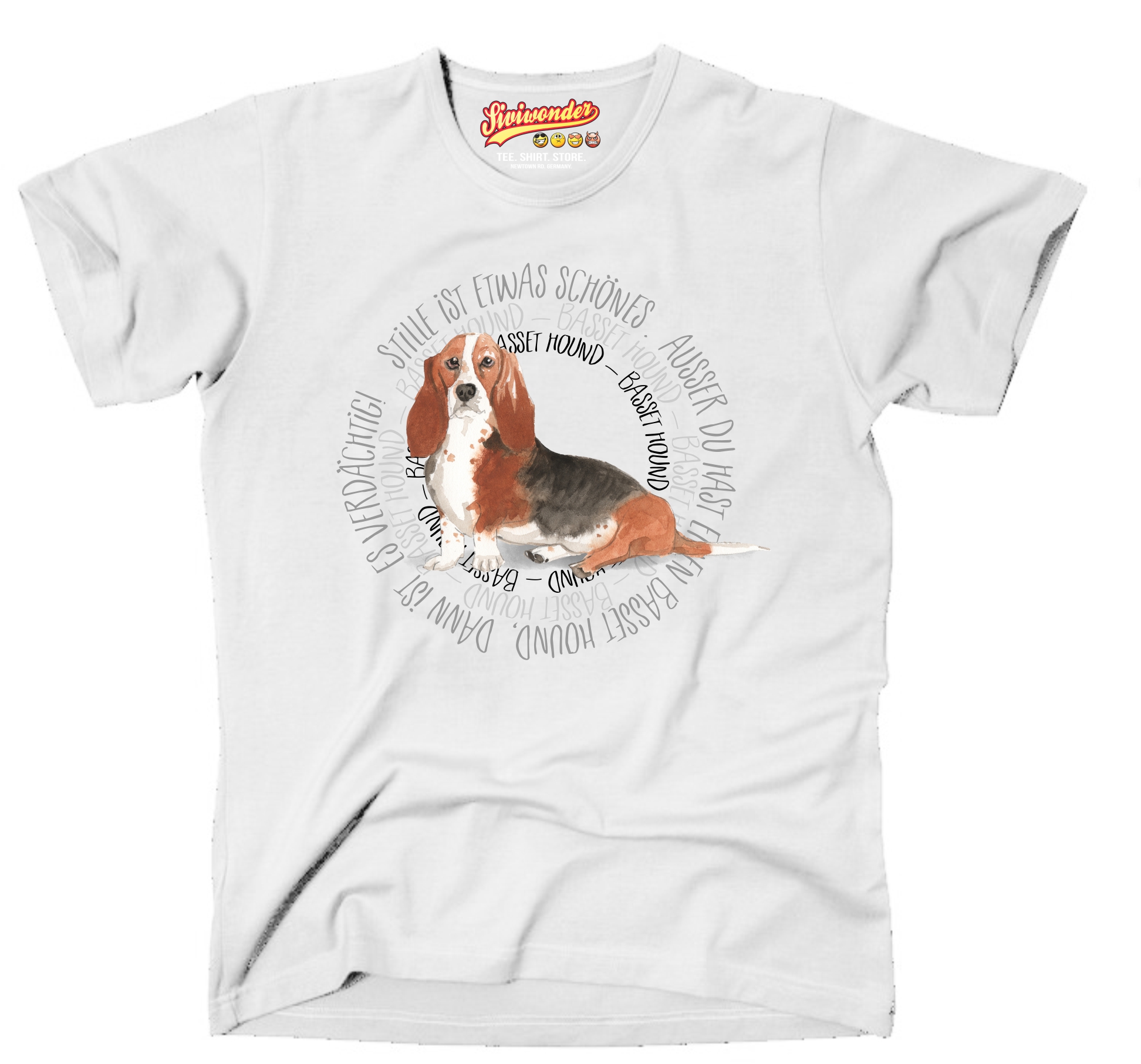 BASSET HOUND UNISEX T-SHIRT CIRCLE Watercolor by SIVIWONDER