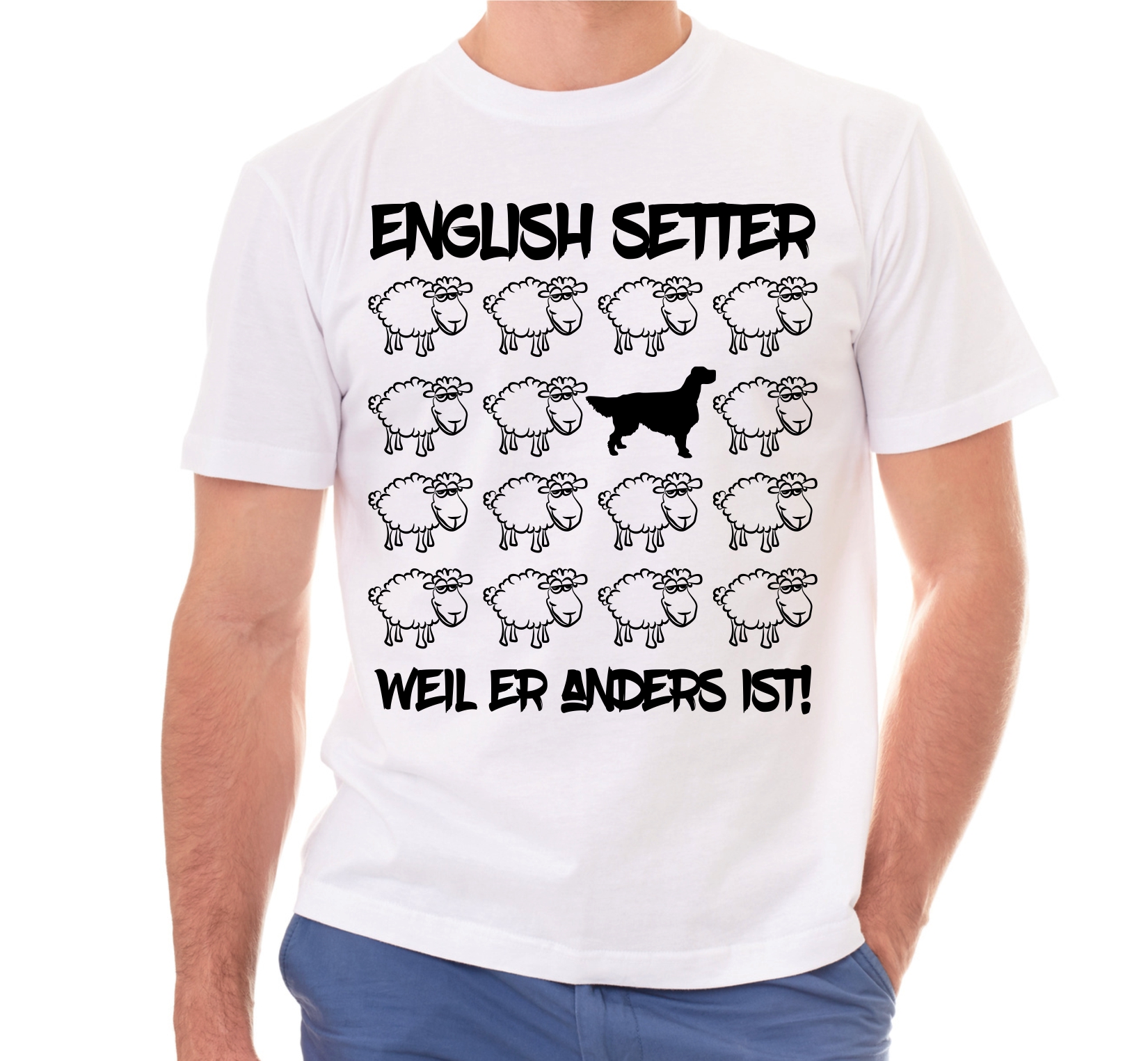 ENGLISH SETTER UNISEX T-SHIRT BLACK SHEEP by SIVIWONDER