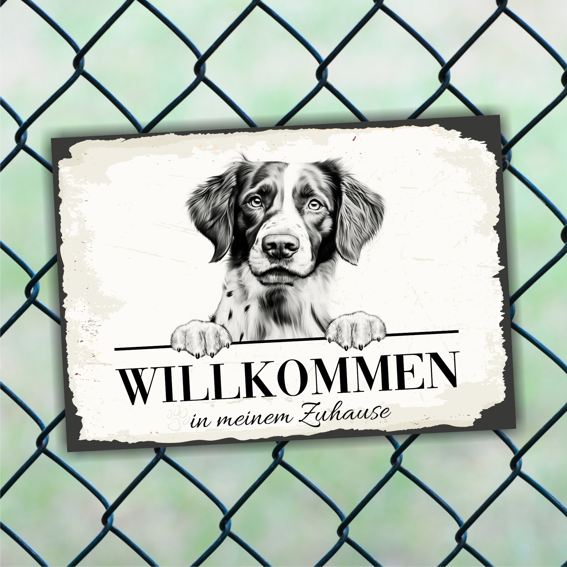 Hundeschild Willkommen Zuhause Epagneul Breton Spaniel No.3 Dog Schild Spruch Türschild Warnschild
