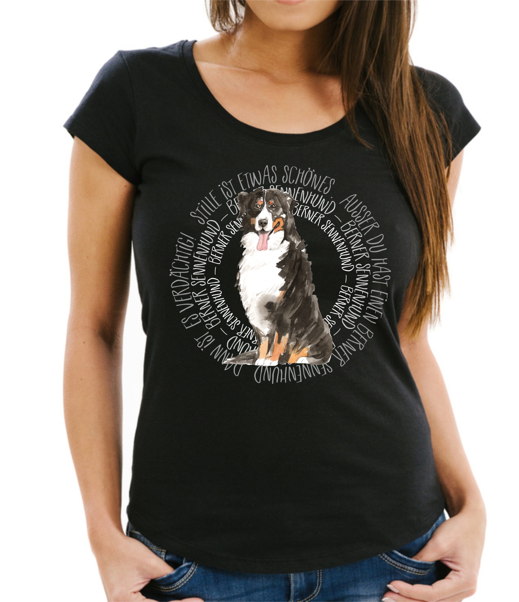 BERNER SENNENHUND DAMEN T-SHIRT CIRCLE Watercolor by SIVIWONDER