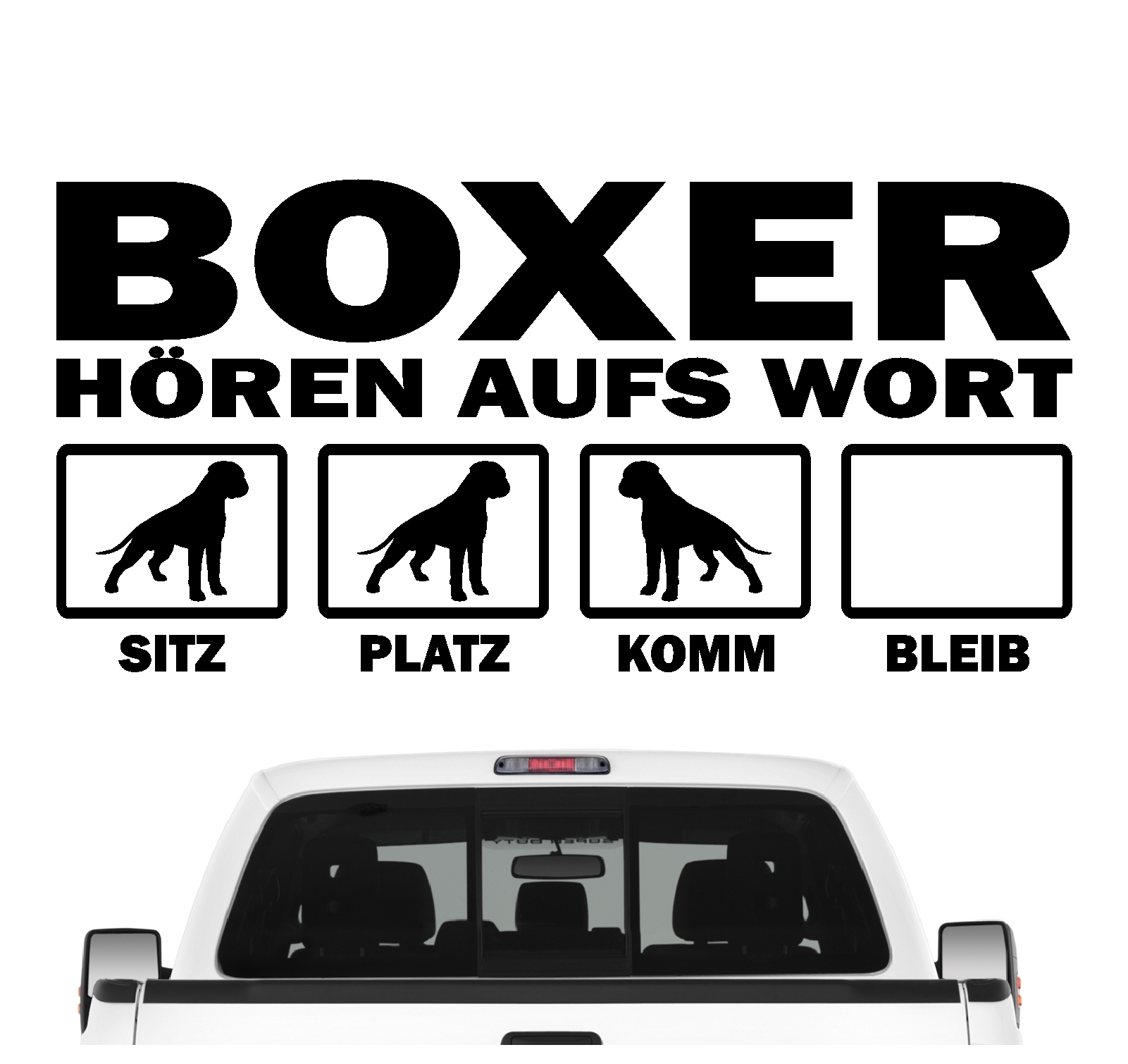 Boxer deutscher german  Dog  Hört aufs Wort Hunde Aufkleber Sticker Autoaufkleber