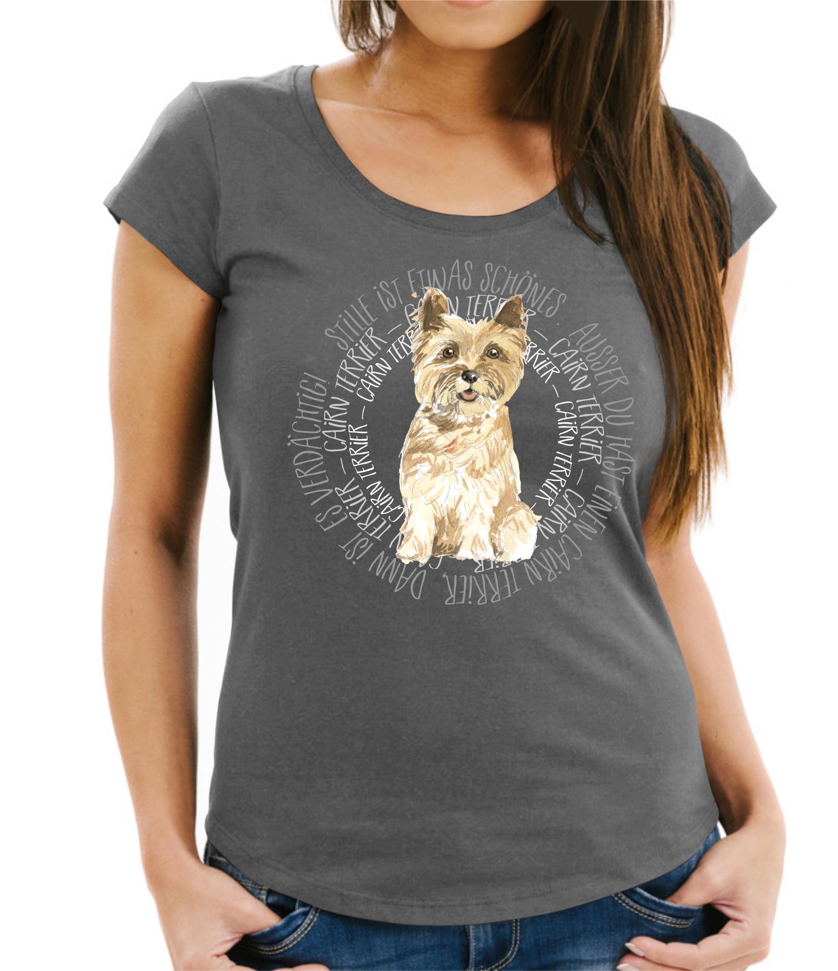 CAIRN TERRIER DAMEN T-SHIRT CIRCLE Watercolor by SIVIWONDER