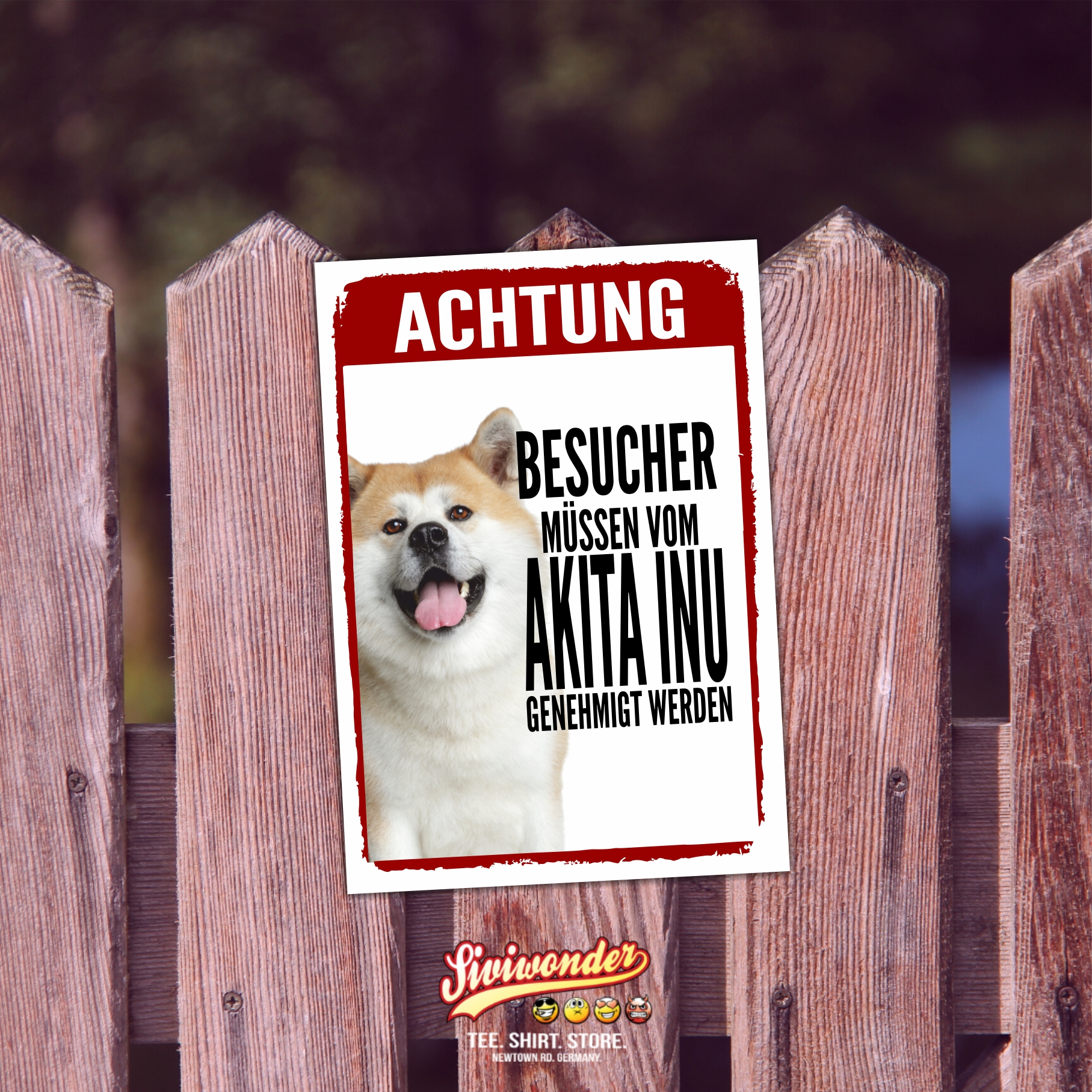 Akita Inu Genehmigung Dog Schild Spruch Türschild Hundeschild Warnschild