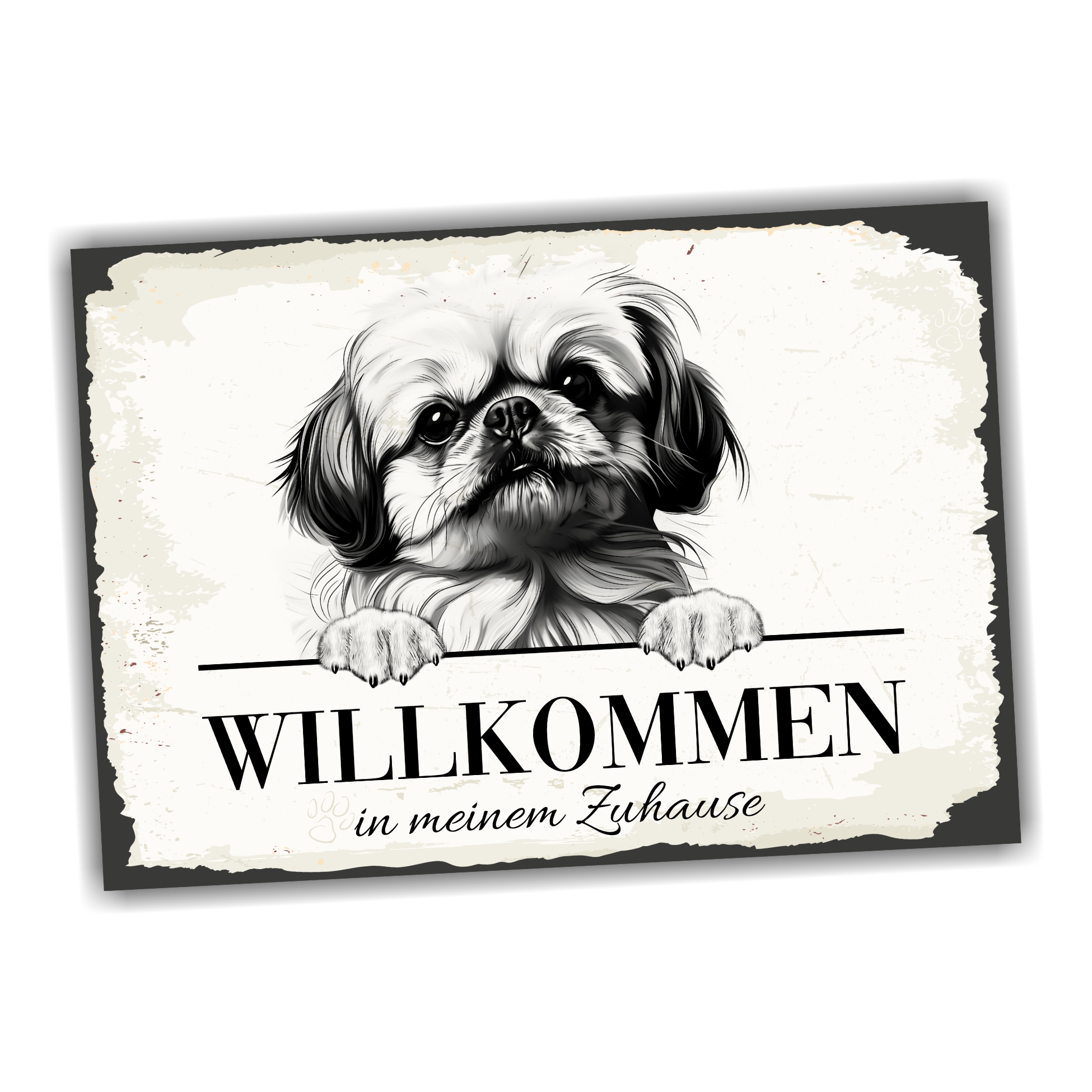 Hundeschild Willkommen Zuhause Pekinese Pekingese No.2 Dog Schild Spruch Türschild Warnschild