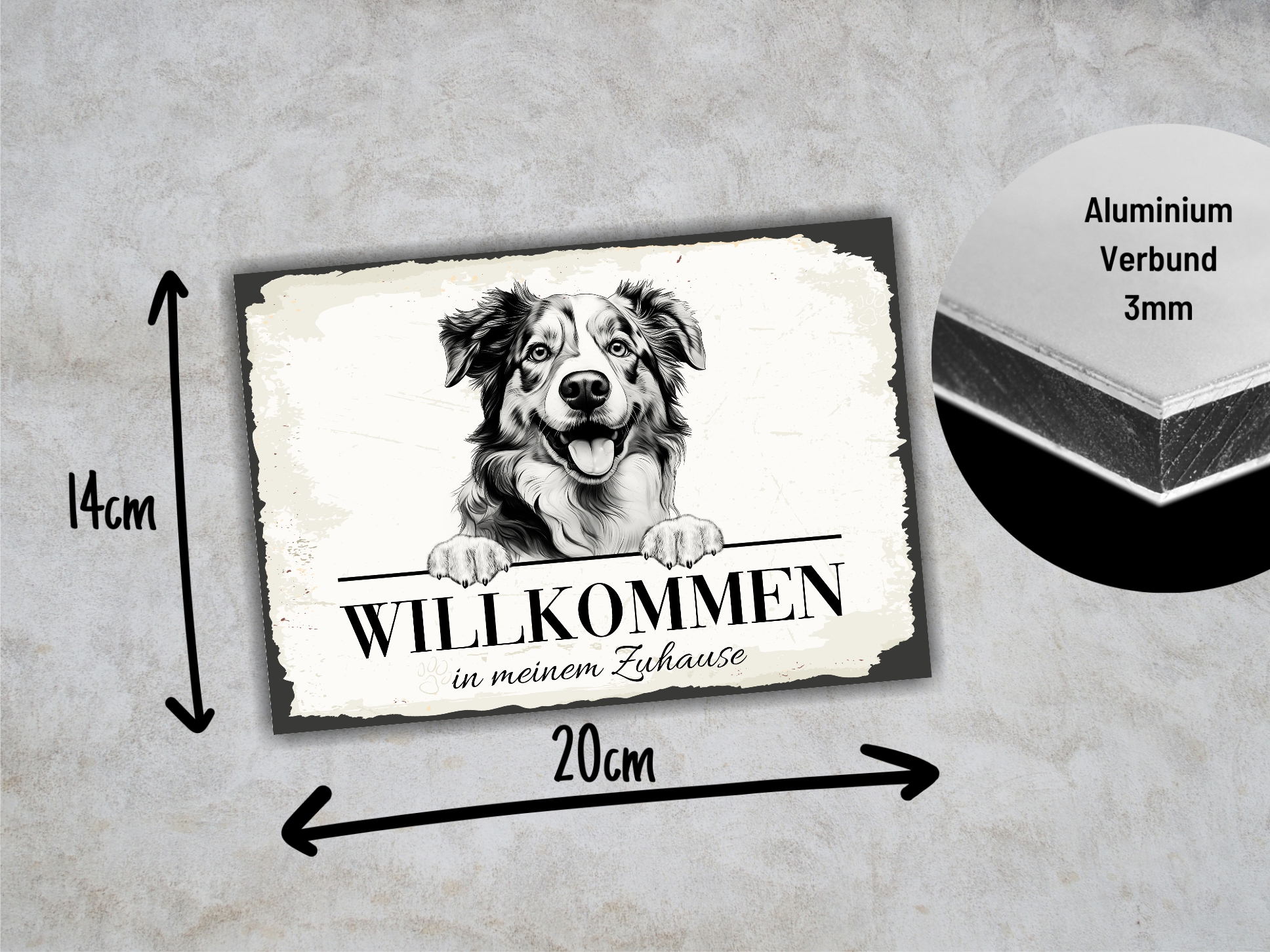 Hundeschild Willkommen Zuhause Aussie Terrier Schild Achtung Zaun Frau Spruch Türschild Hundeschild Warnschild  Design by Siviwonder