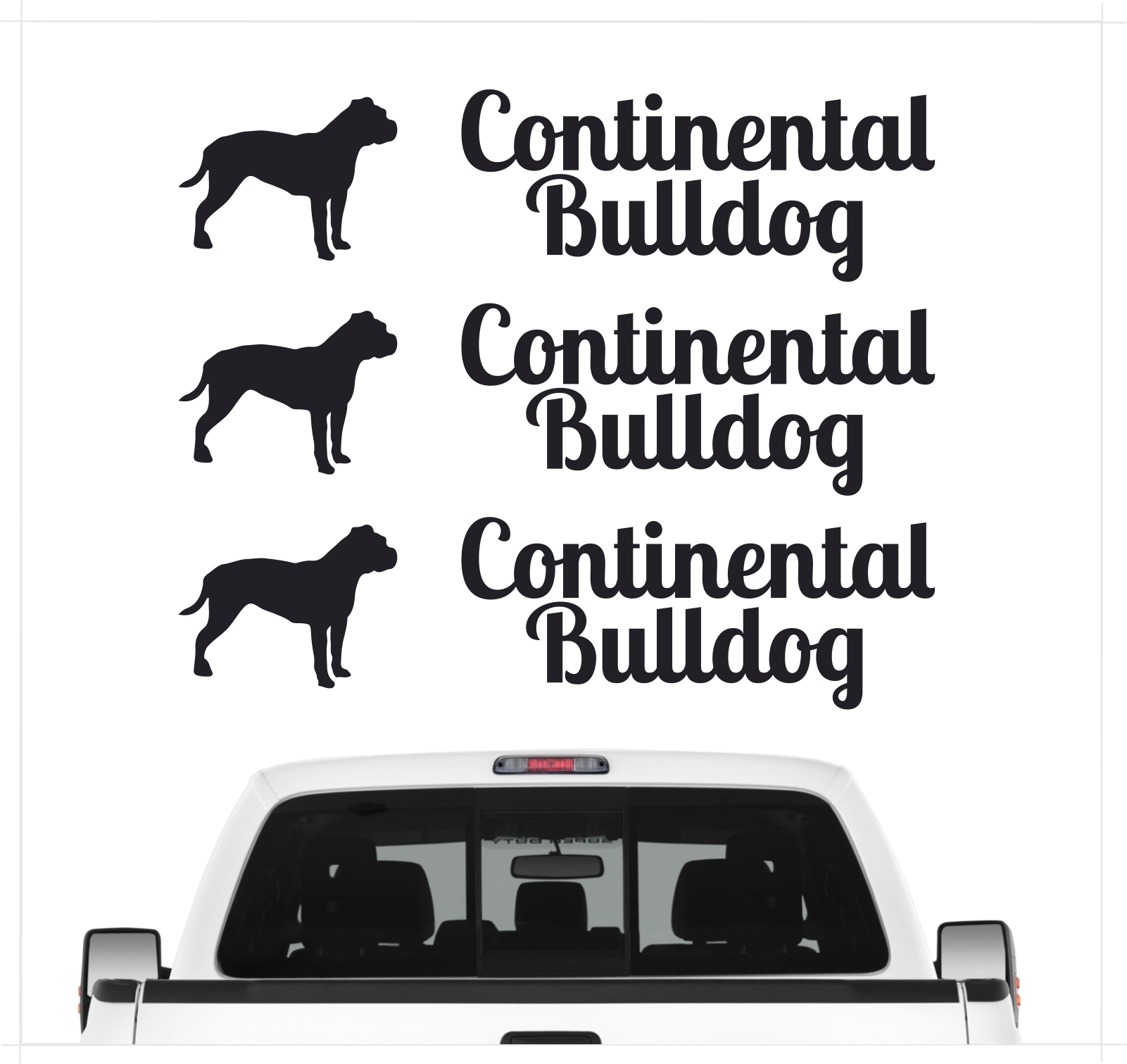 Continental Bulldog Conti Bully Bull Schweiz  Dog 3er Set  AUTOAUFKLEBER Aufkleber Hunde Hundemotiv by SIVIWONDER