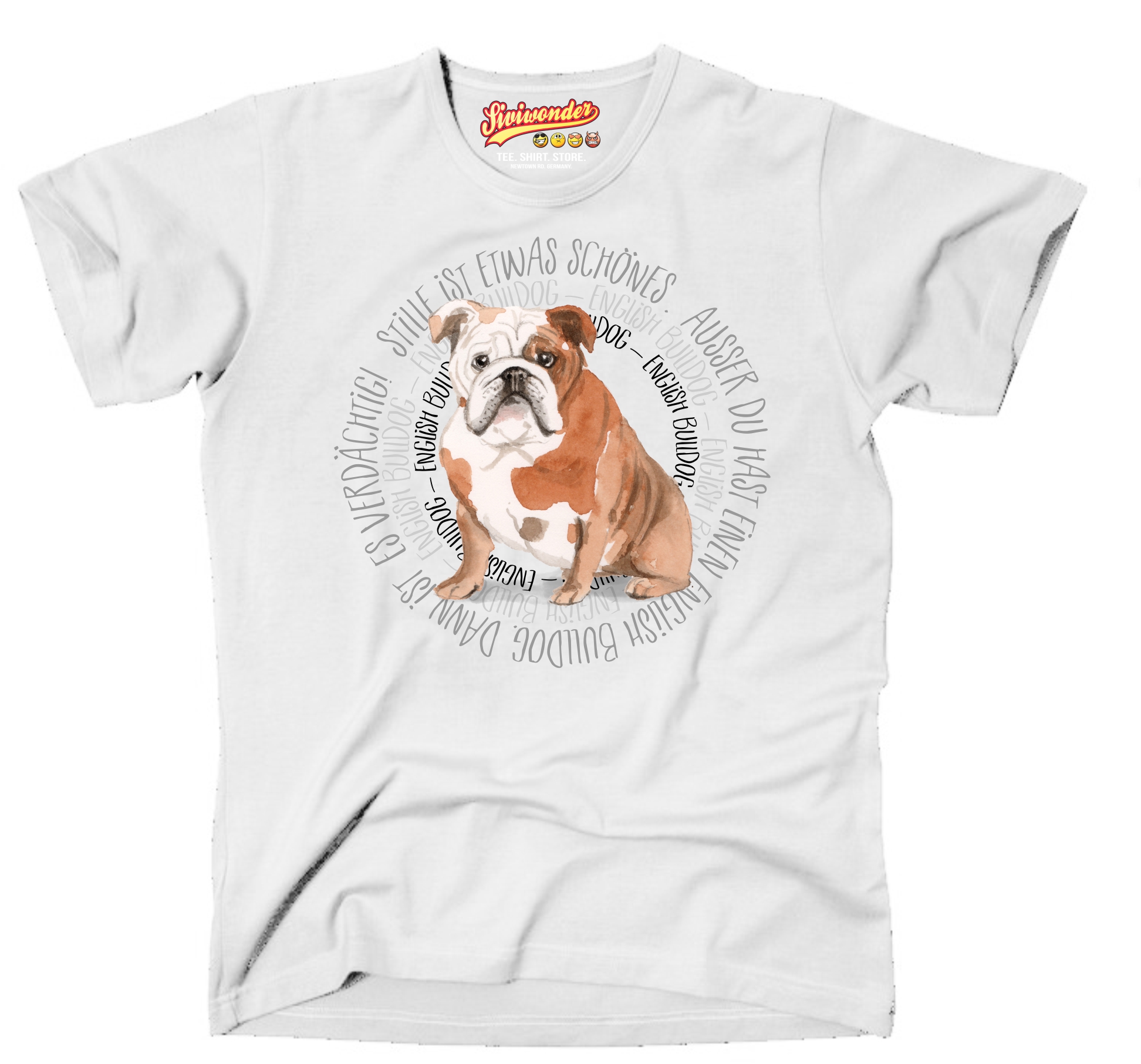 ENGLISCHE BULLDOGGE UNISEX T-SHIRT CIRCLE Watercolor by SIVIWONDER
