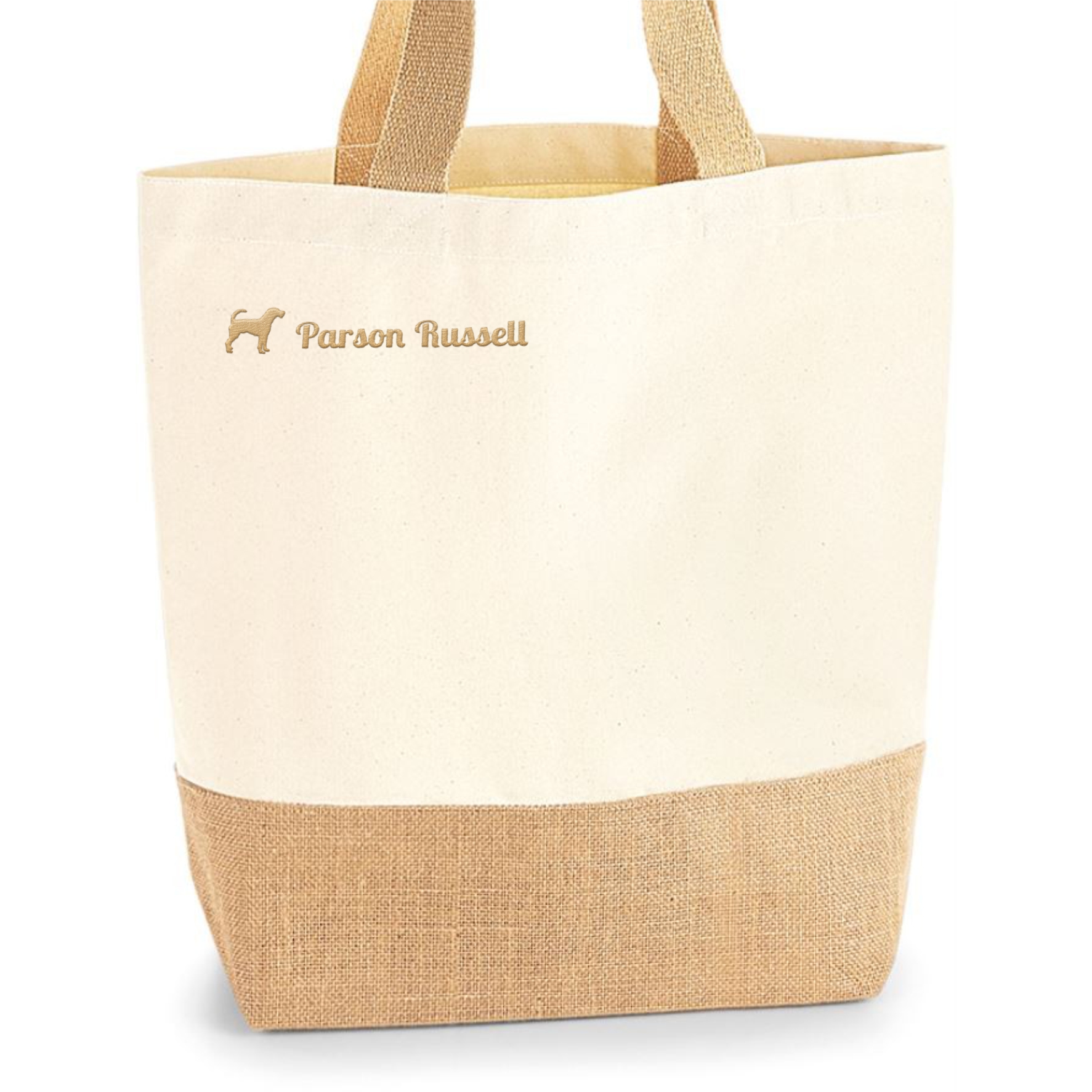 Parson Russell Terrier Jute Shopper Einkaufstasche Hundemotiv Stickerei