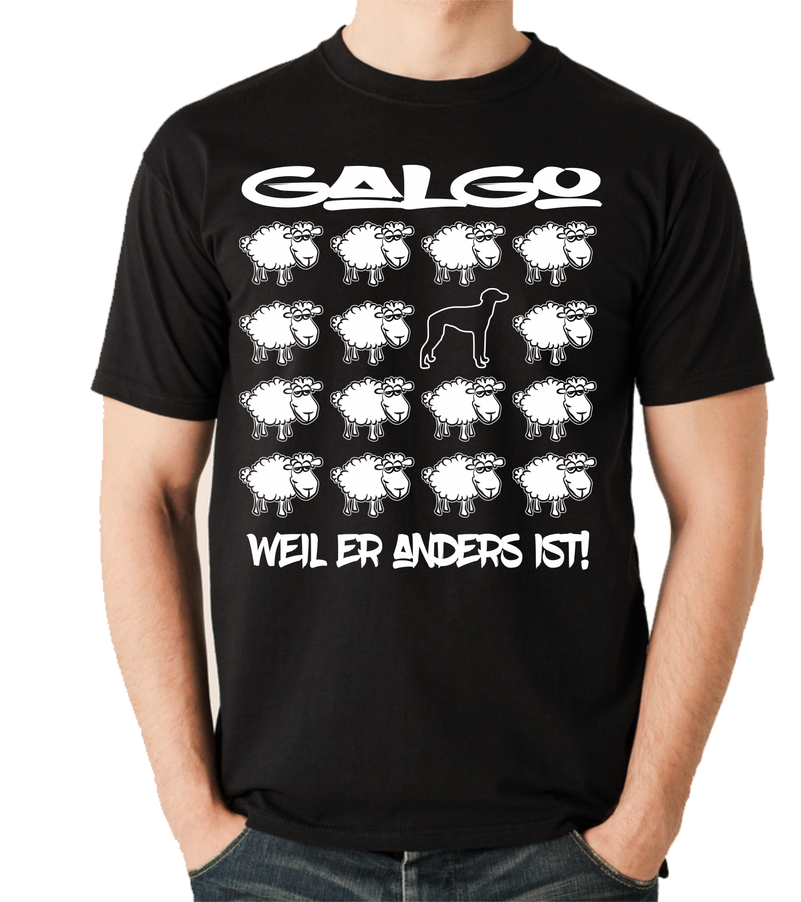 GALGO UNISEX T-SHIRT BLACK SHEEP by SIVIWONDER