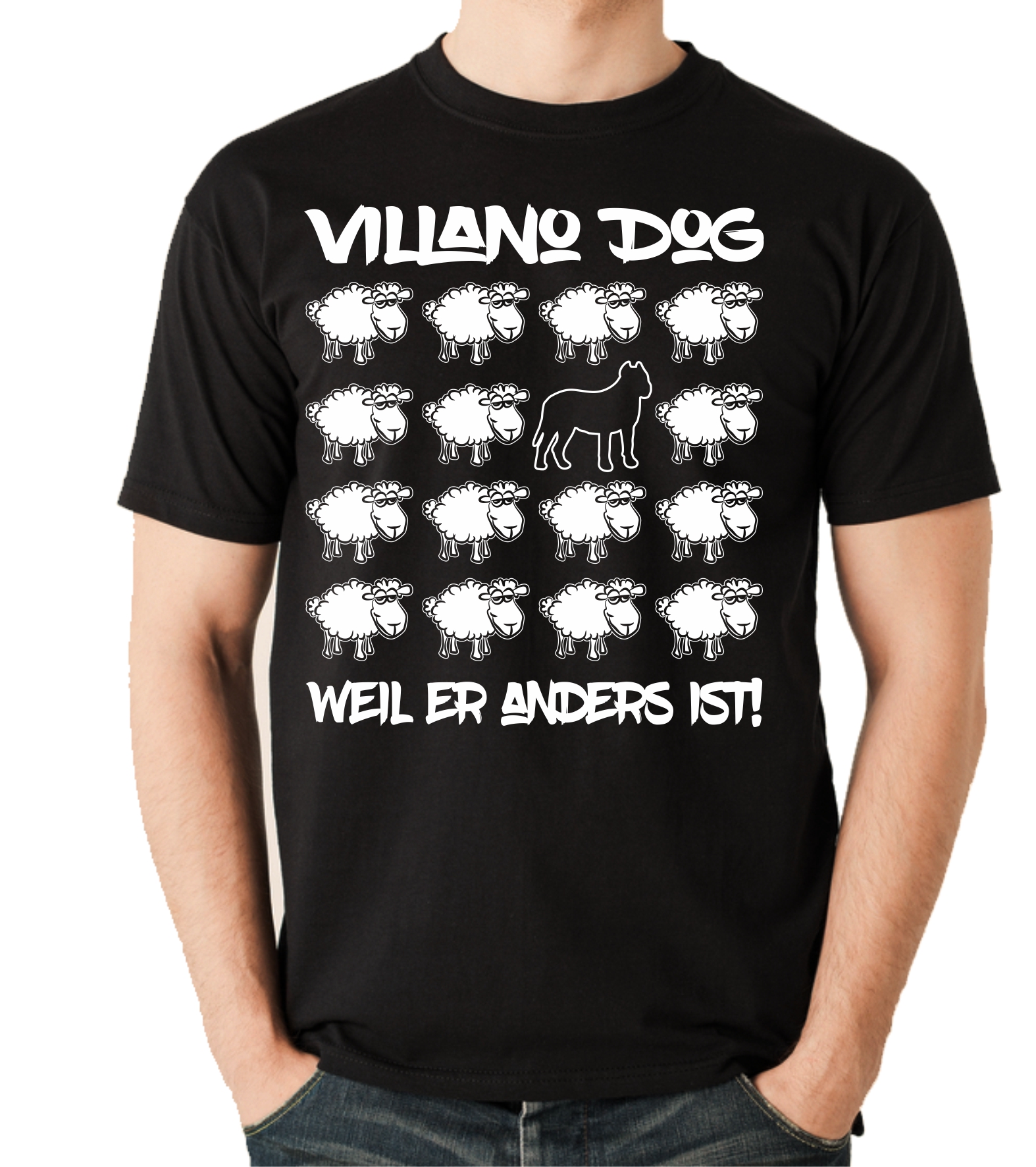 VILLANO DOG UNISEX T-SHIRT BLACK SHEEP by SIVIWONDER
