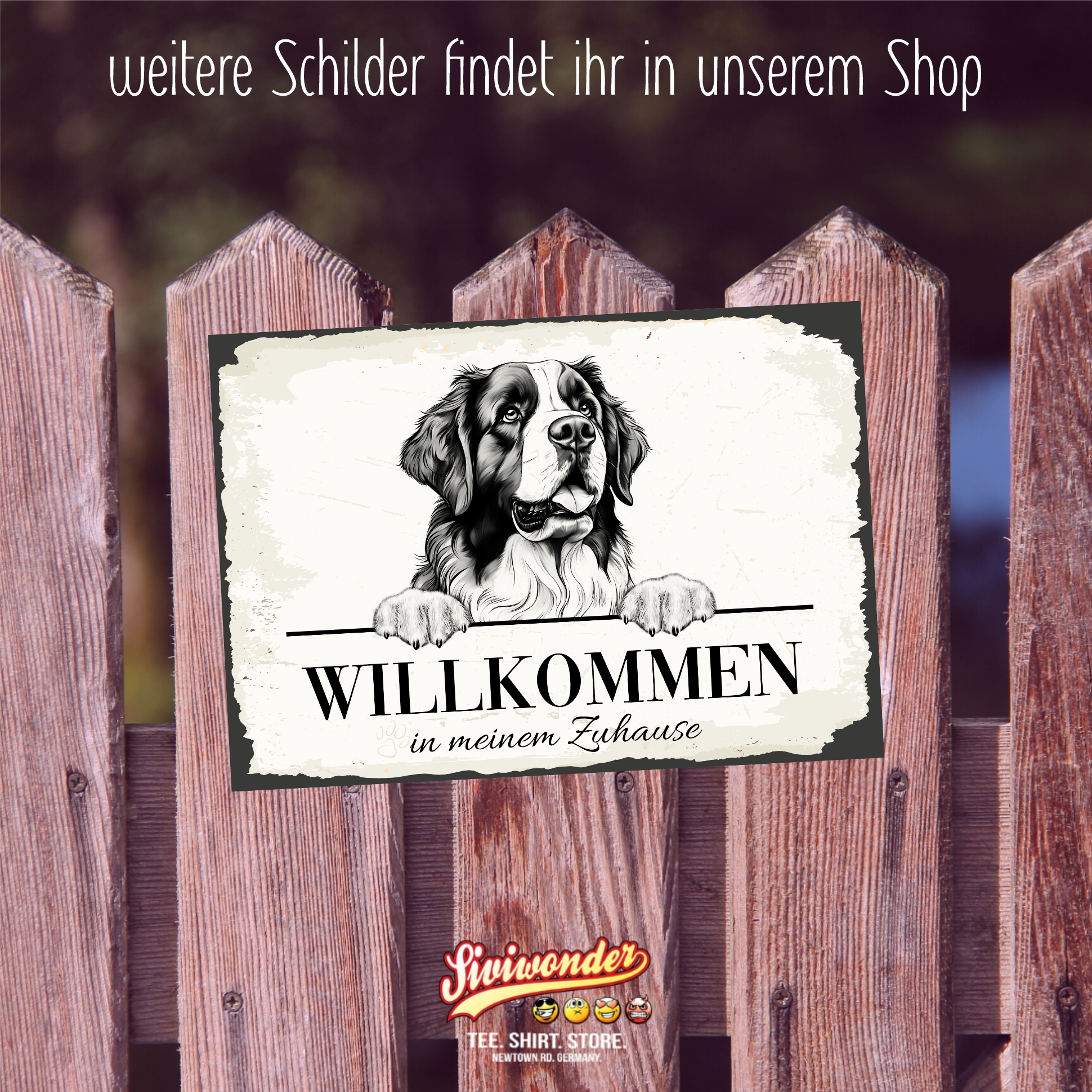 Hundeschild Willkommen Zuhause Bernhardiner  Schild Achtung