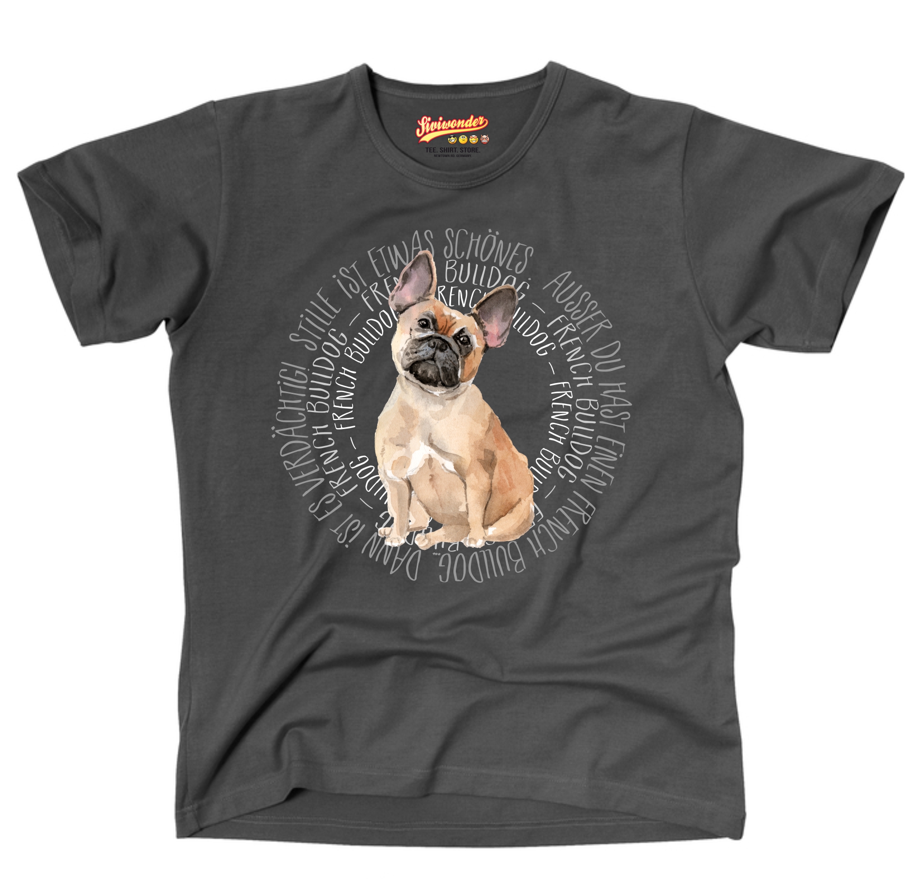 FRANZÖSISCHE BULLDOGGE UNISEX T-SHIRT CIRCLE Watercolor by SIVIWONDER