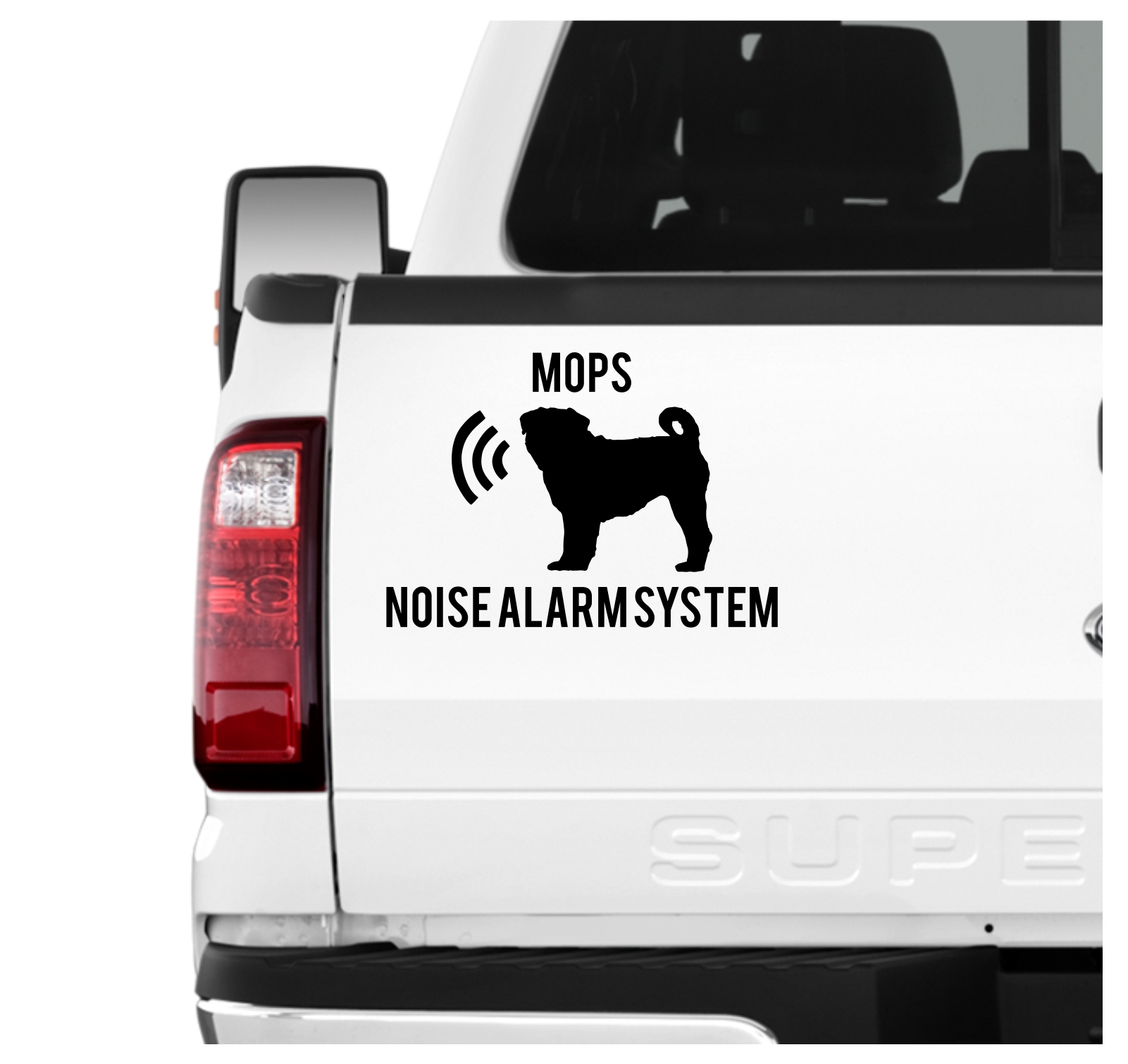Mops Noise Alarmsystem Auto Aufkleber Hund Folie Wandtattoo Tattoo Sticker Pug Carlino Chinese Dutch Bulldog Mini Mastiff Carlin Doguillo