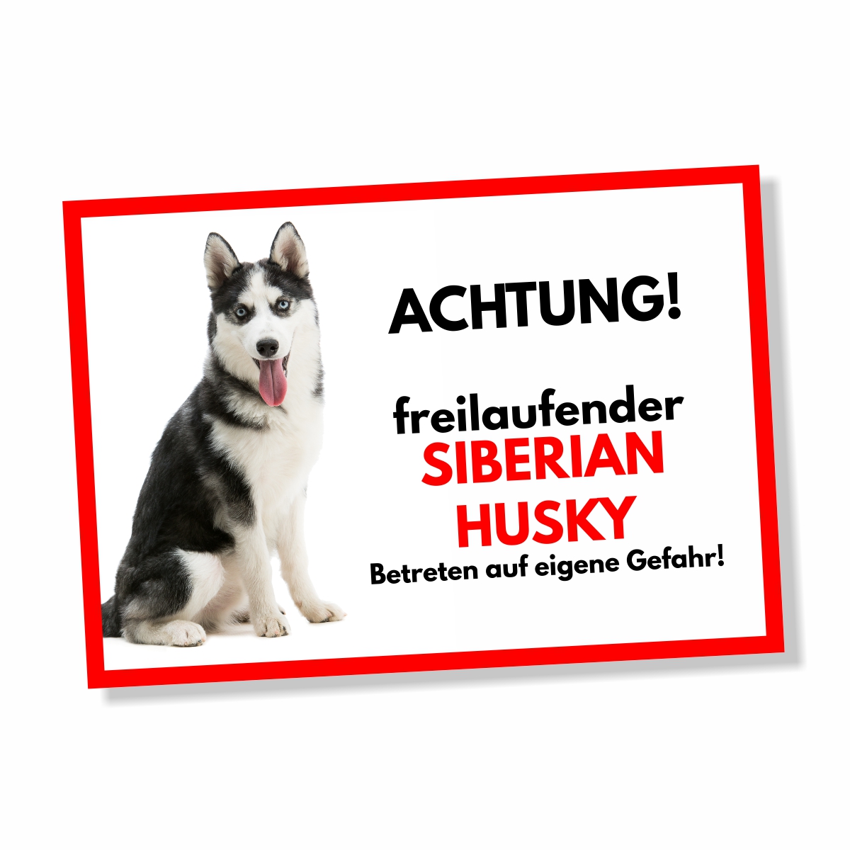 Husky Freilaufender Hund Dog Schild Spruch Türschild Hundeschild Warnschild