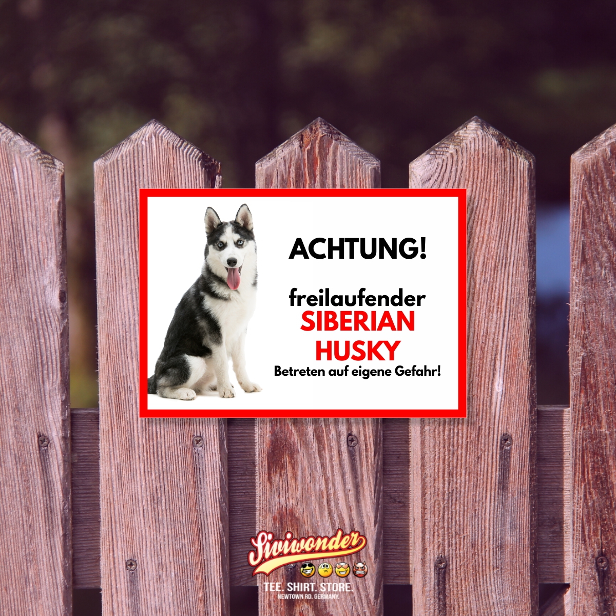 Husky Freilaufender Hund Dog Schild Spruch Türschild Hundeschild Warnschild