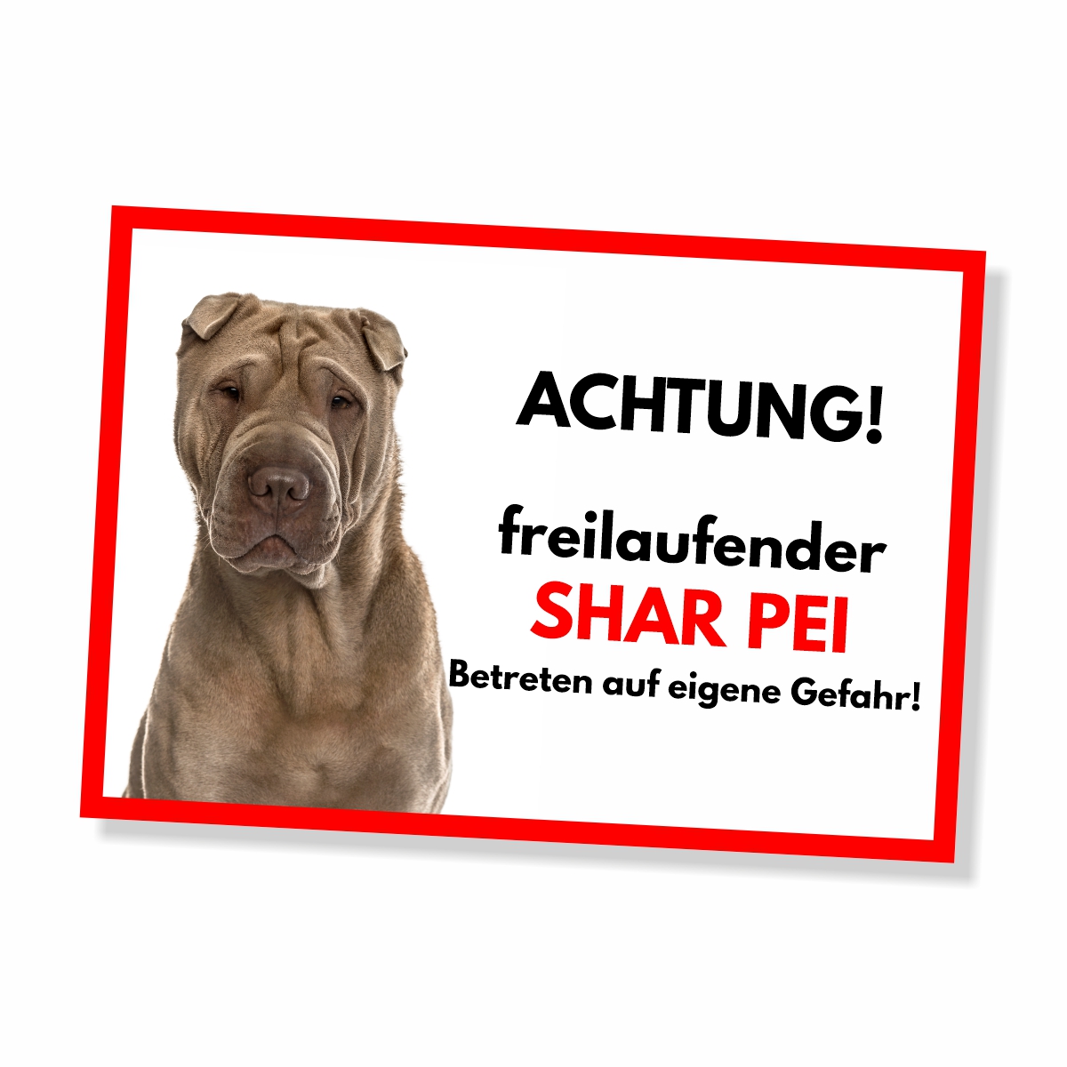 Shar Pei Freilaufender Hund Dog Schild Spruch Türschild Hundeschild Warnschild