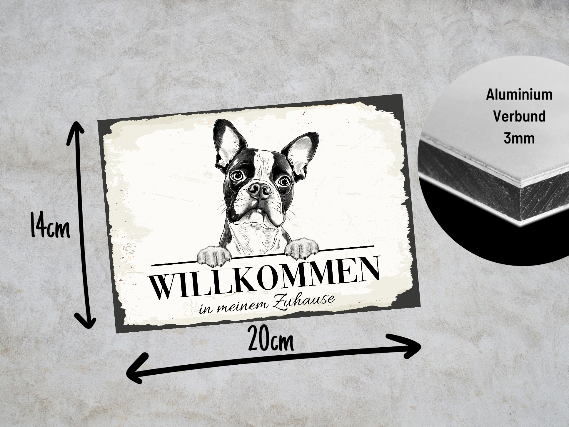 Hundeschild Willkommen Zuhause Boston Terrier Bostie Schild Achtung