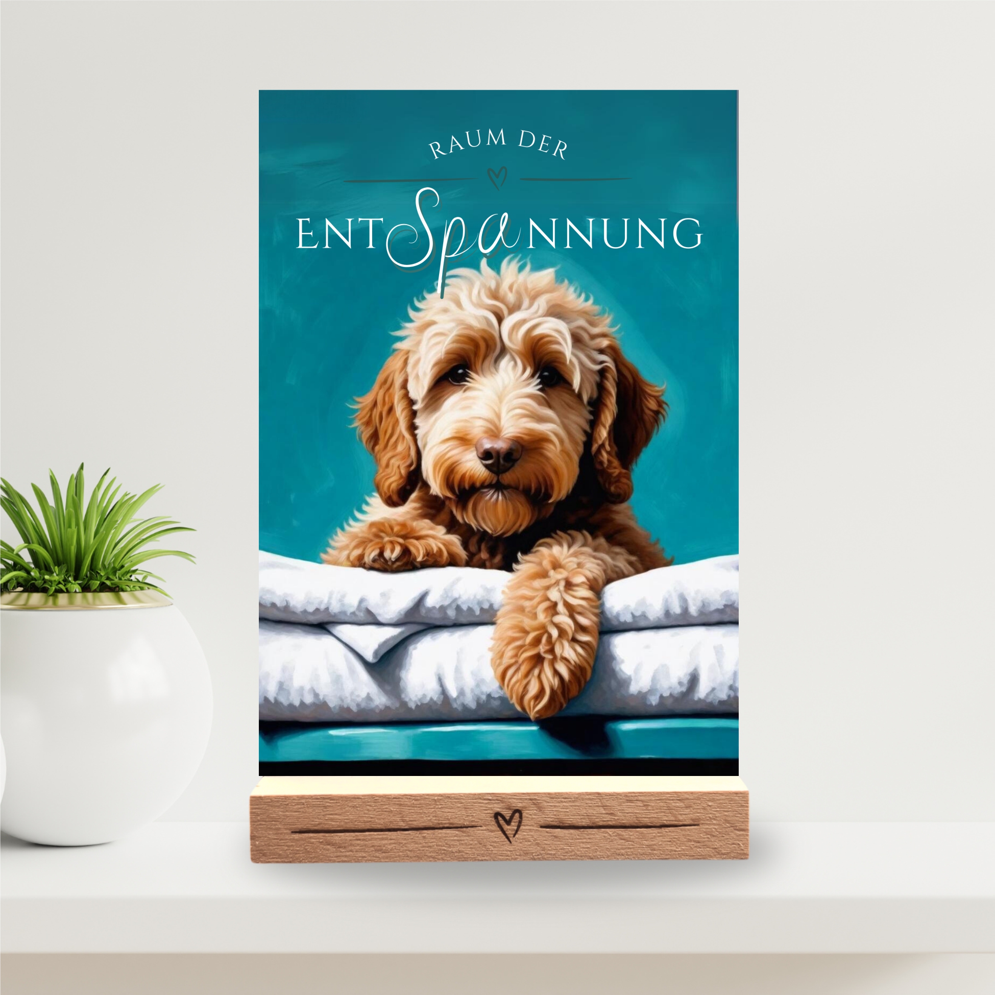Hundeschild Deko Badezimmer Wellness Labradoodle  Schild Spruch