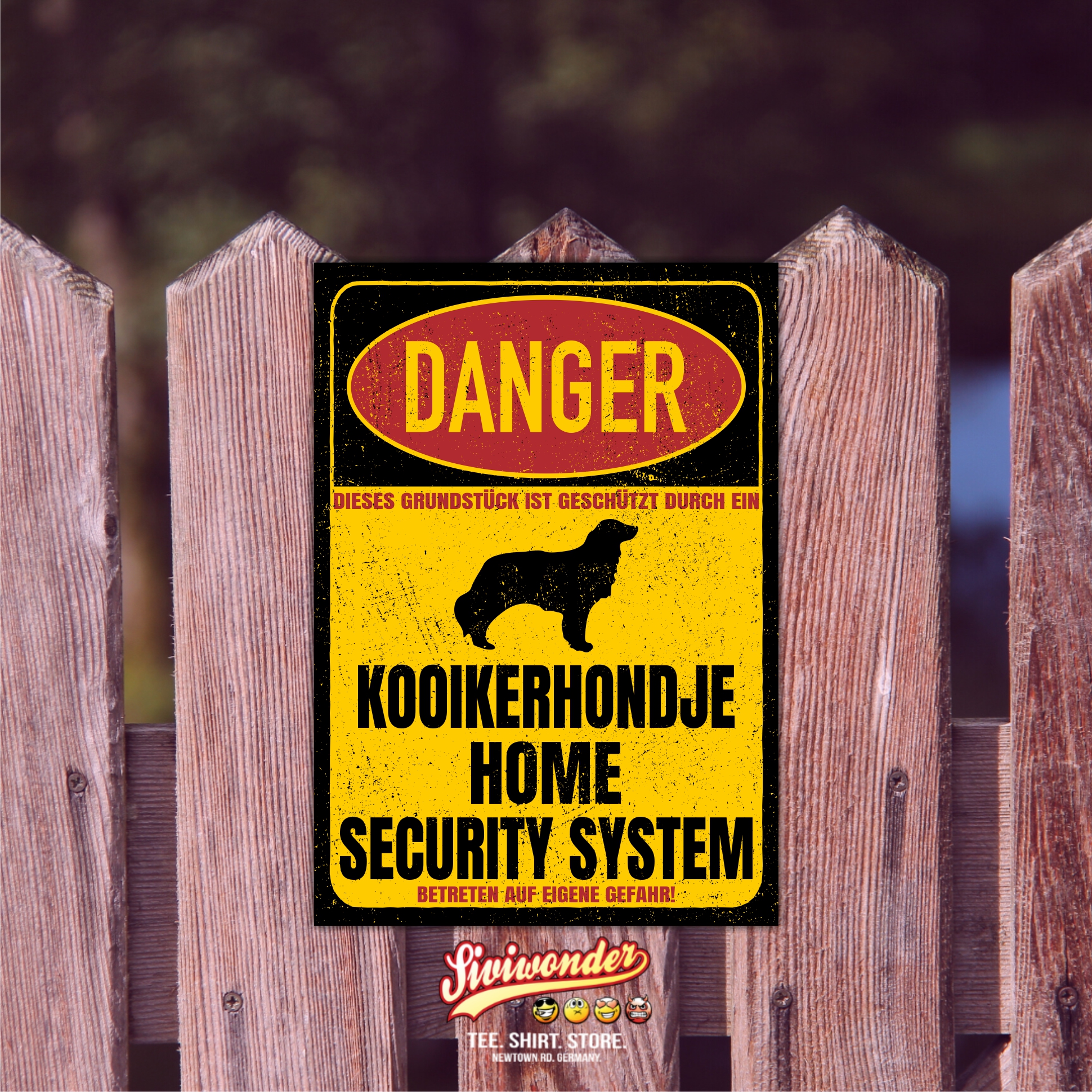 Kooikerhondje Kooiker Dog Türschild Danger Security System Warnschild Hund Schilder Hundeschild