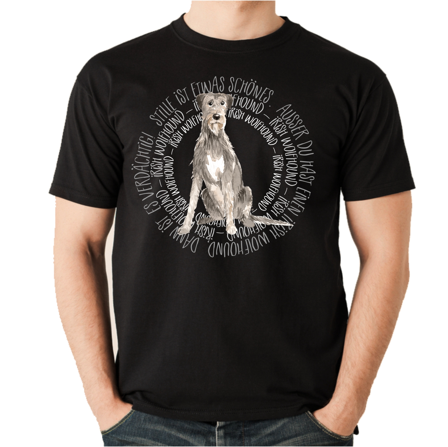 IRISH WOLFHOUND UNISEX T-SHIRT CIRCLE Watercolor by SIVIWONDER
