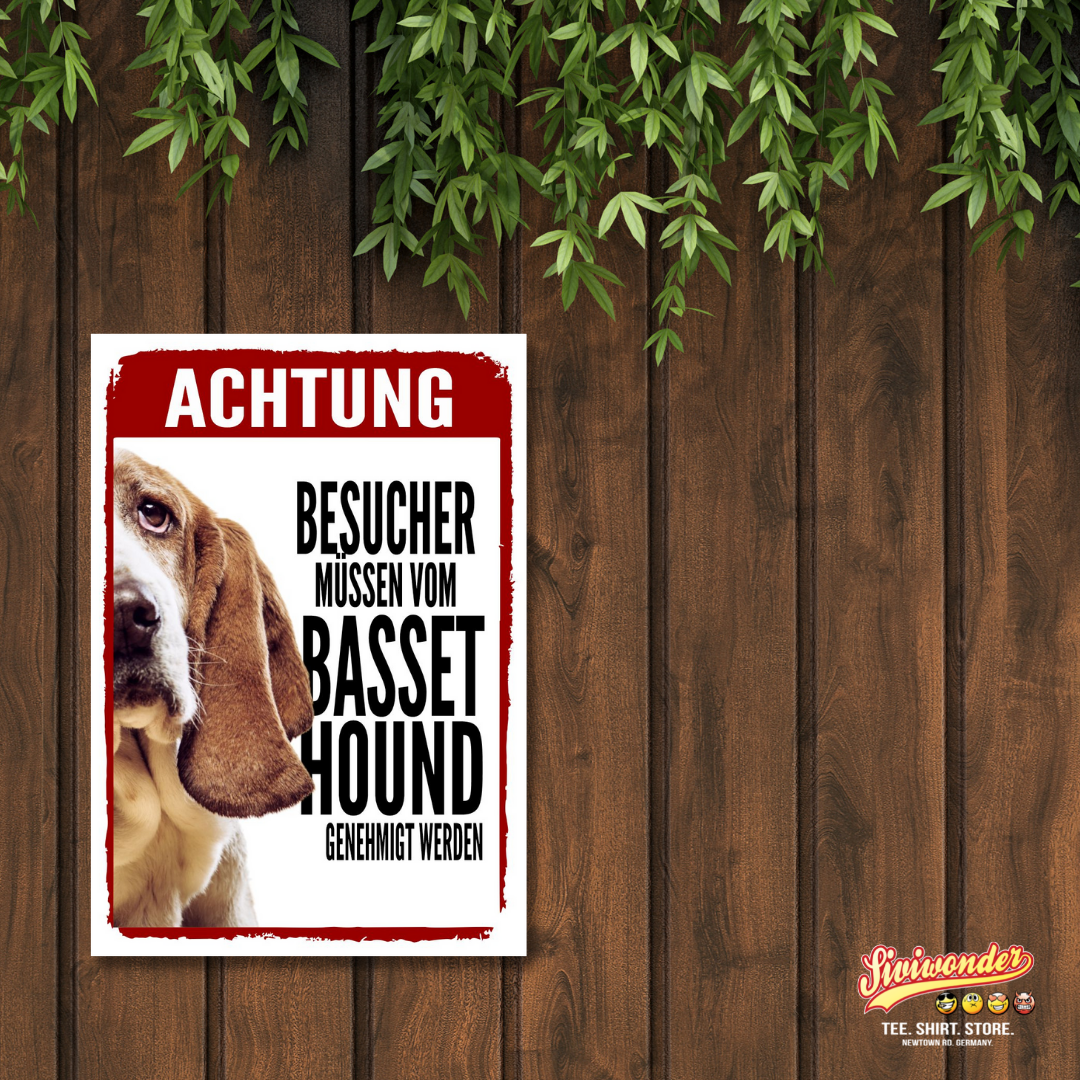 Basset Hound Genehmigung Dog Schild Spruch Türschild Hundeschild Warnschild