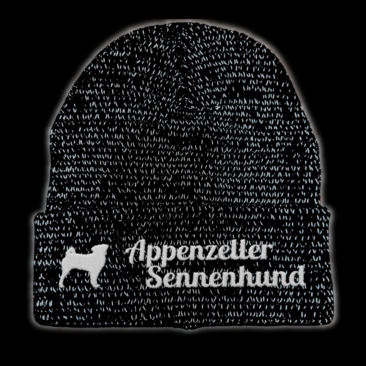 Appenzeller Sennenhund reflektierende Mütze Stickerei Hund Winter Strickmütze reflex Beanie warm