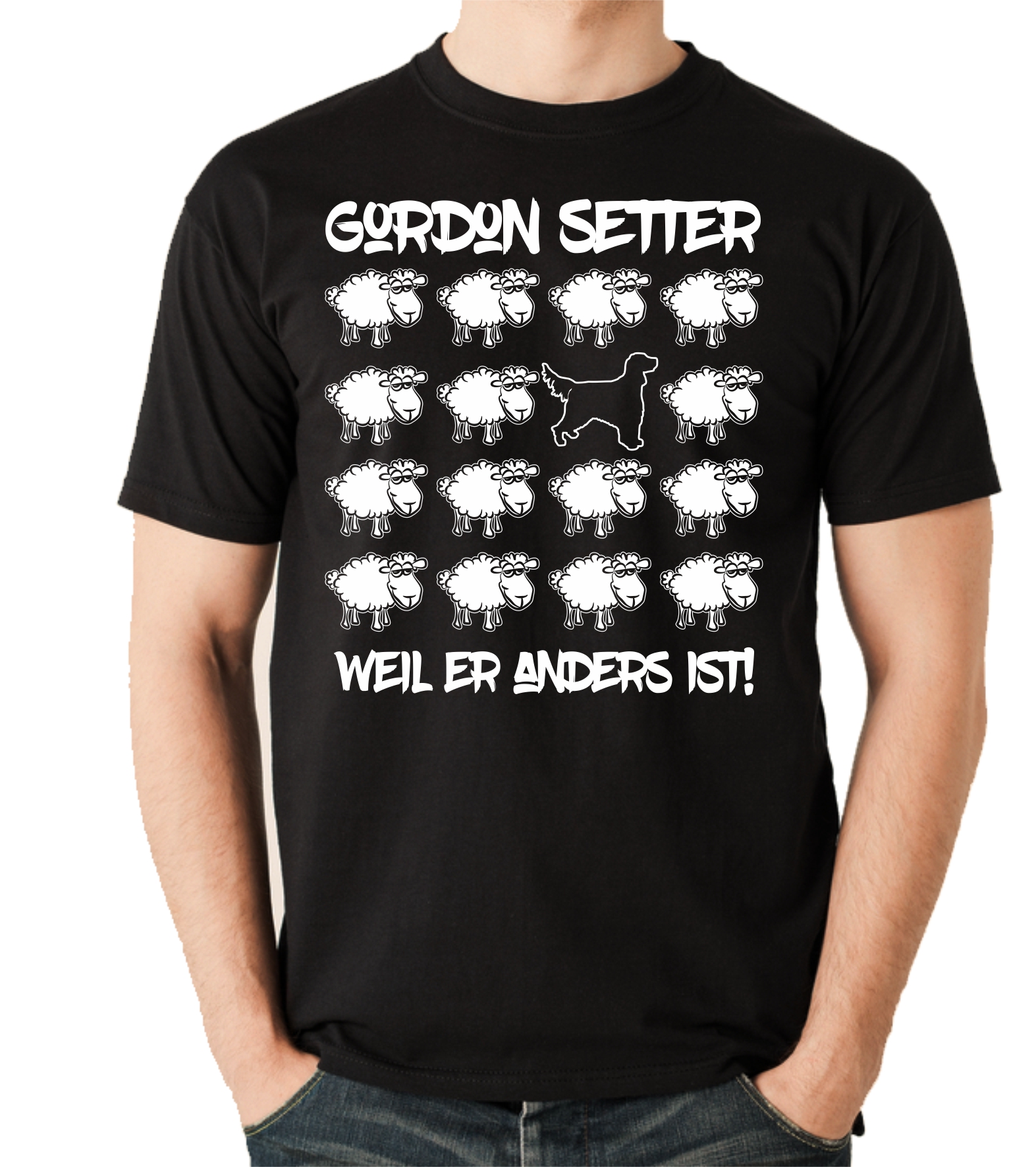 GORDON SETTER UNISEX T-SHIRT BLACK SHEEP by SIVIWONDER