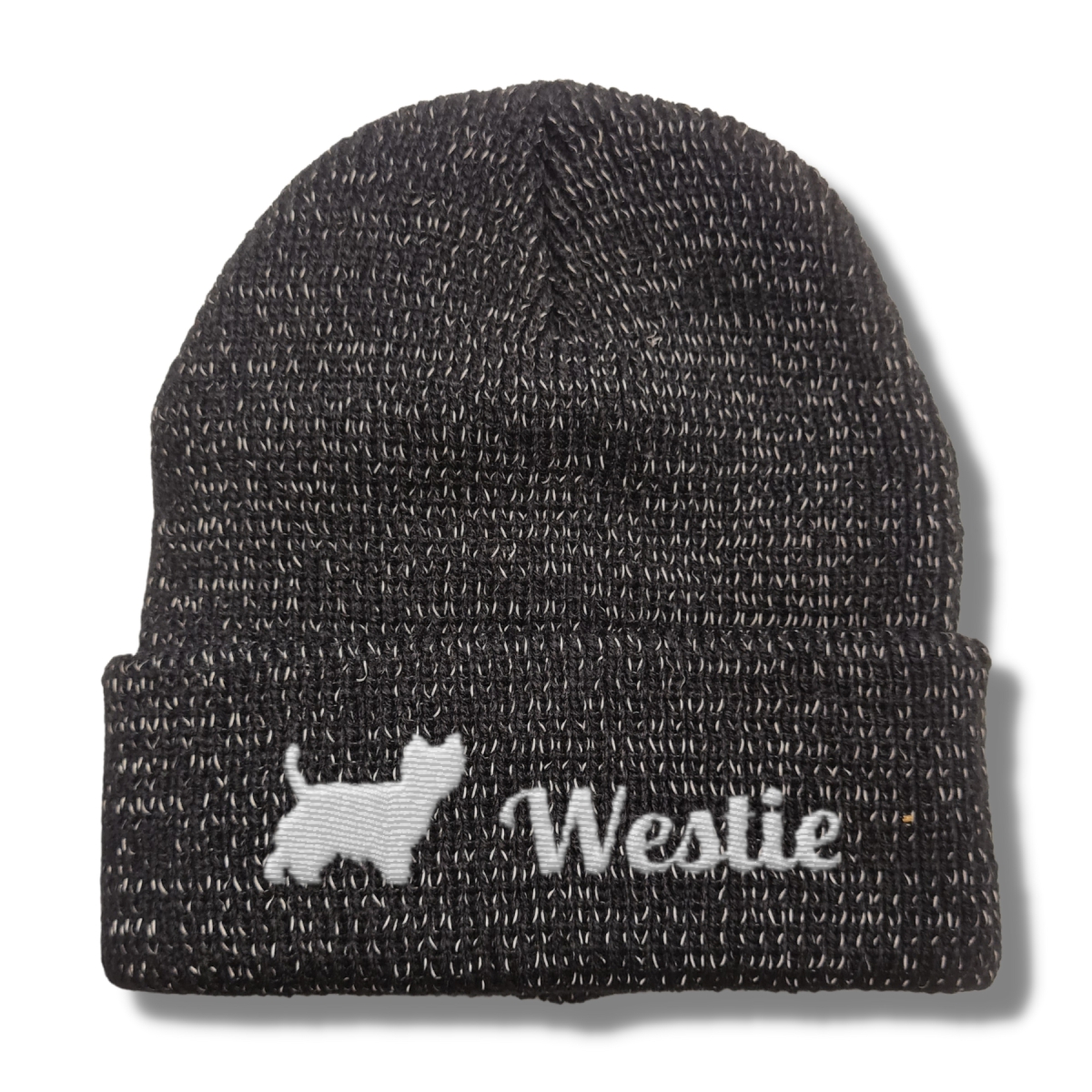 Westie reflektierende Mütze Stickerei Hund Winter Strickmütze reflex Beanie warm kalt