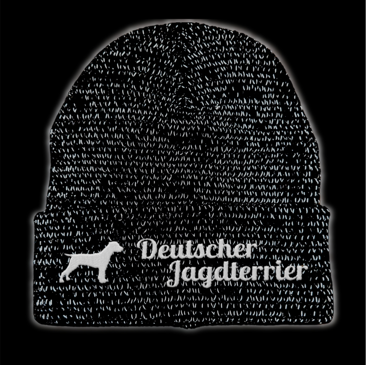 Deutscher Jagdterrier reflektierende Mütze Stickerei Hund Winter Strickmütze reflex Beanie warm