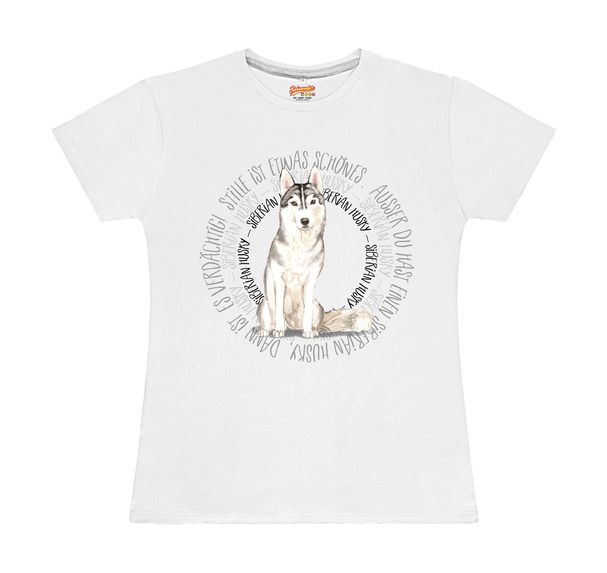 SIBERIAN HUSKY DAMEN T-SHIRT CIRCLE Watercolor by SIVIWONDER