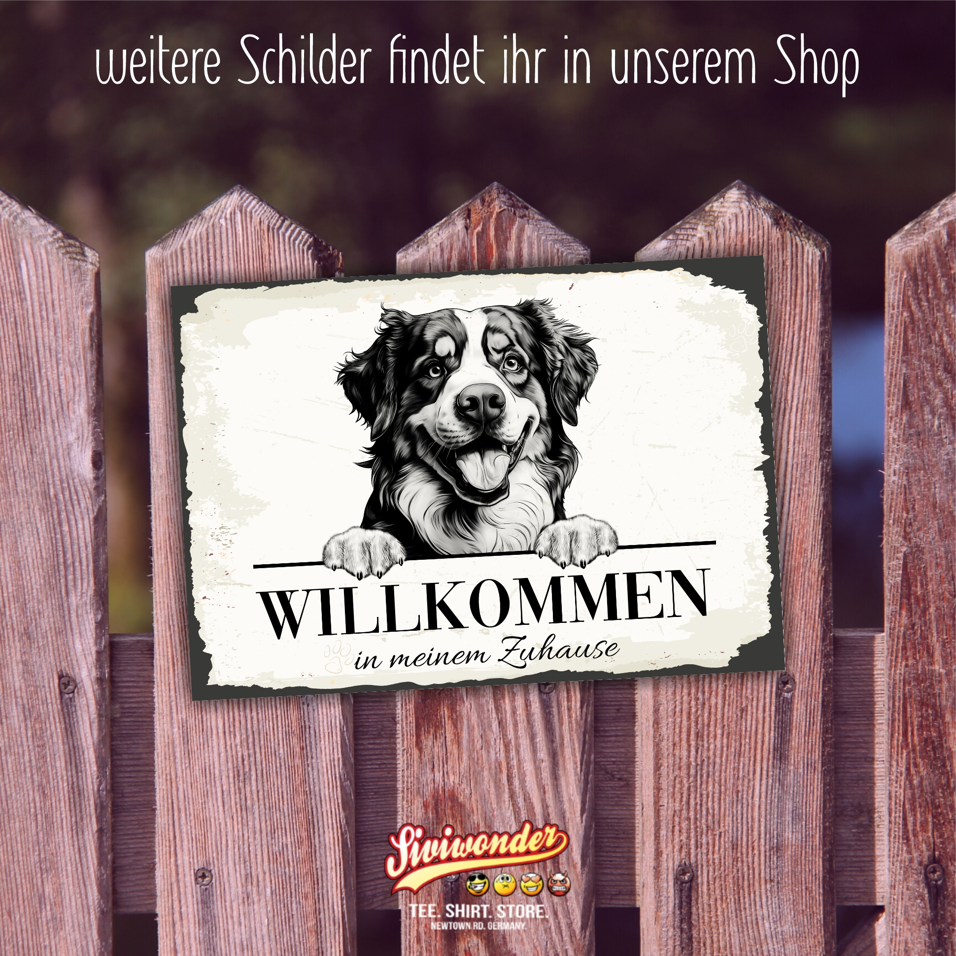 Hundeschild Willkommen Zuhause Berner Sennenhund Sennen Schild