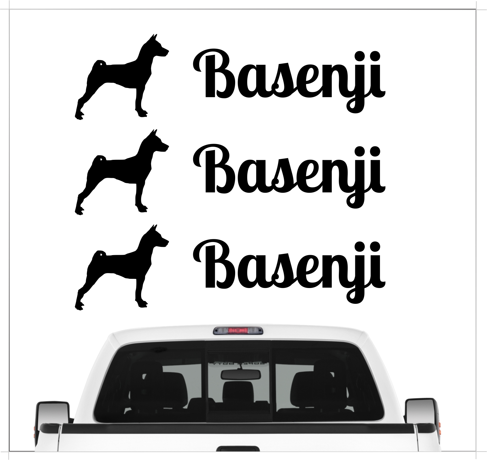 Basenji African Bush Dog Aufkleber 3er Set Hundeaufkleber Hundemotiv Hund Folie