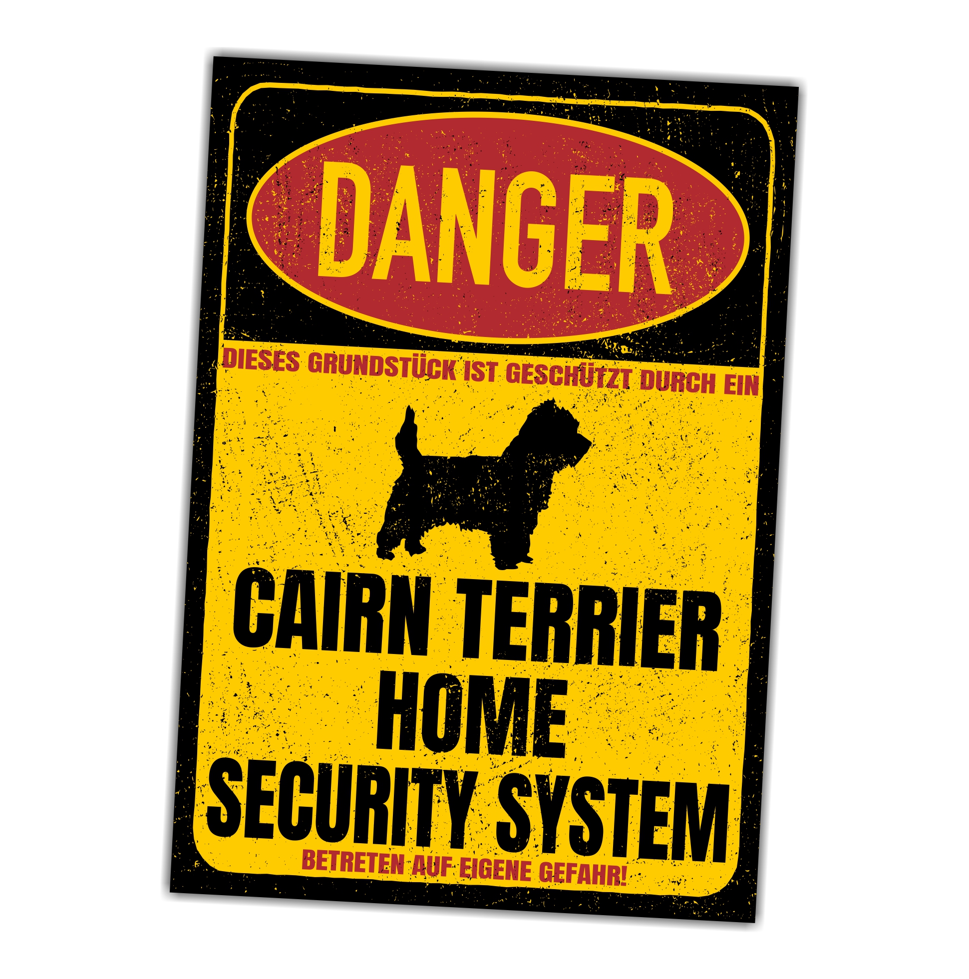 Cairn Terrier Kern Dog Türschild Danger Security System Warnschild Hund Schilder Hundeschild happy Design by Siviwonder