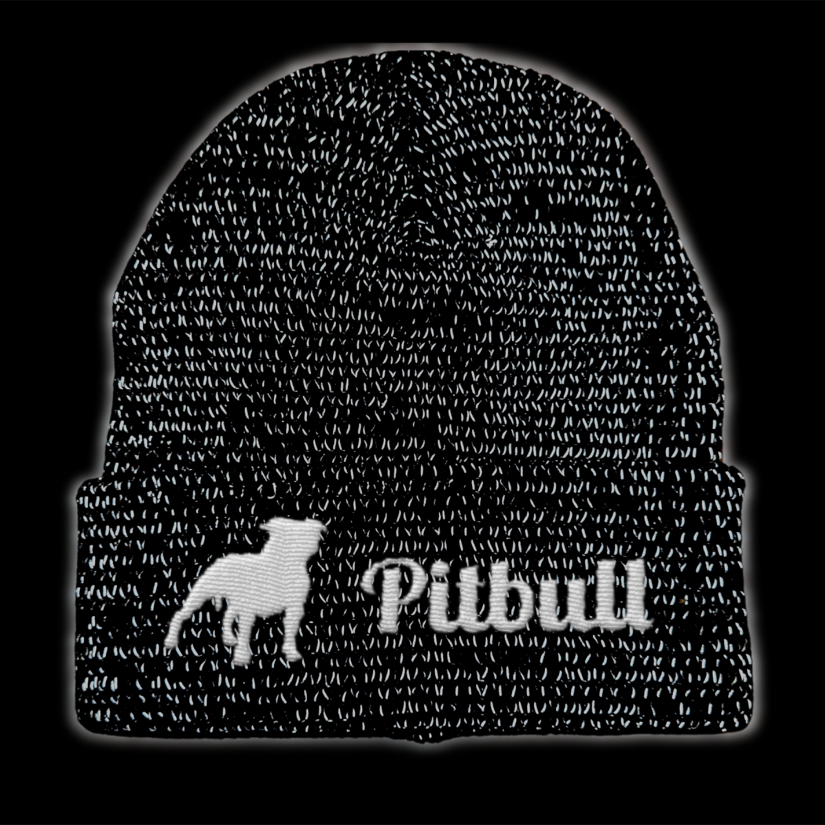 Pitbull reflektierende Mütze Stickerei Hund Winter Strickmütze reflex Beanie warm kalt