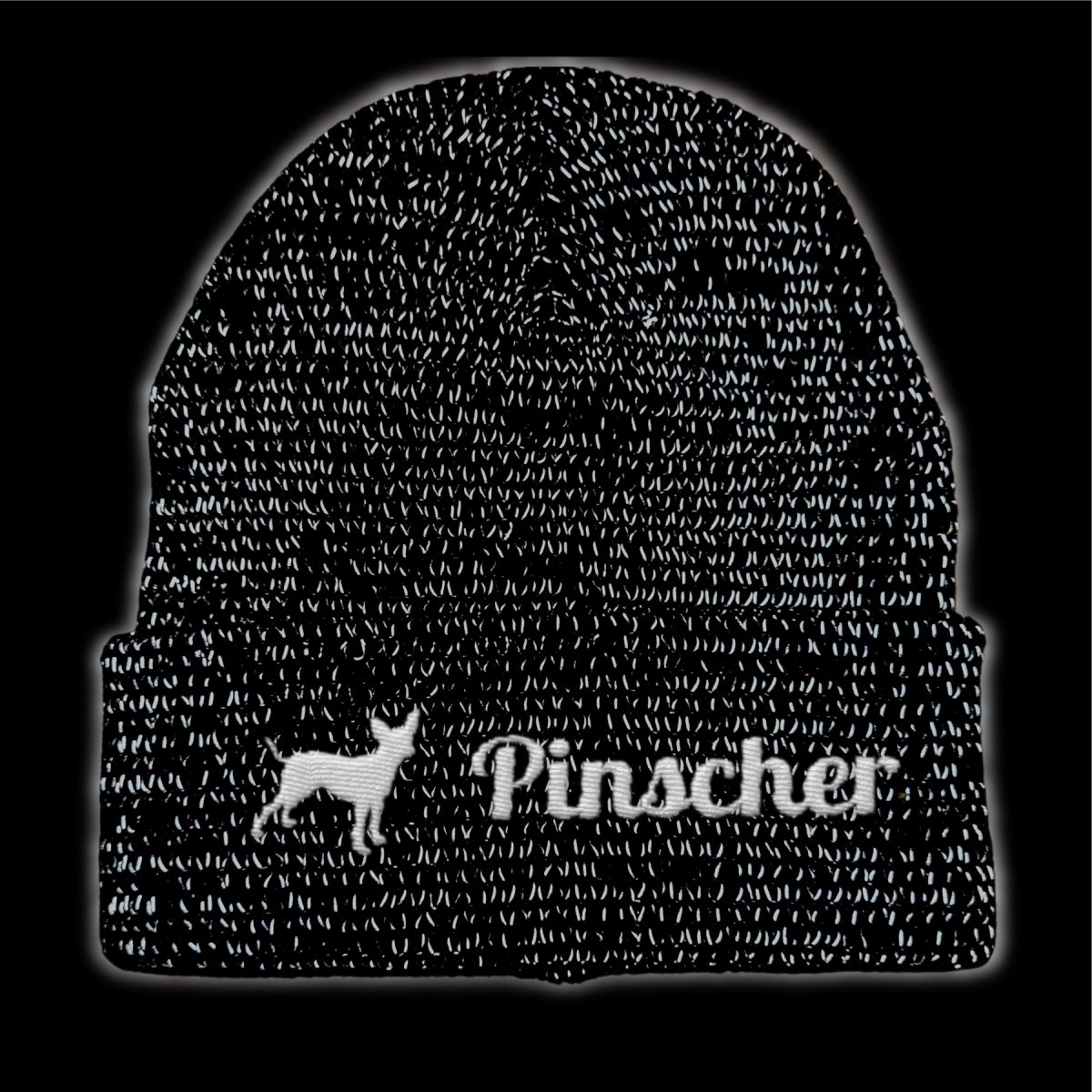 Pinscher reflektierende Mütze Stickerei Hund Winter Strickmütze reflex Beanie warm kalt