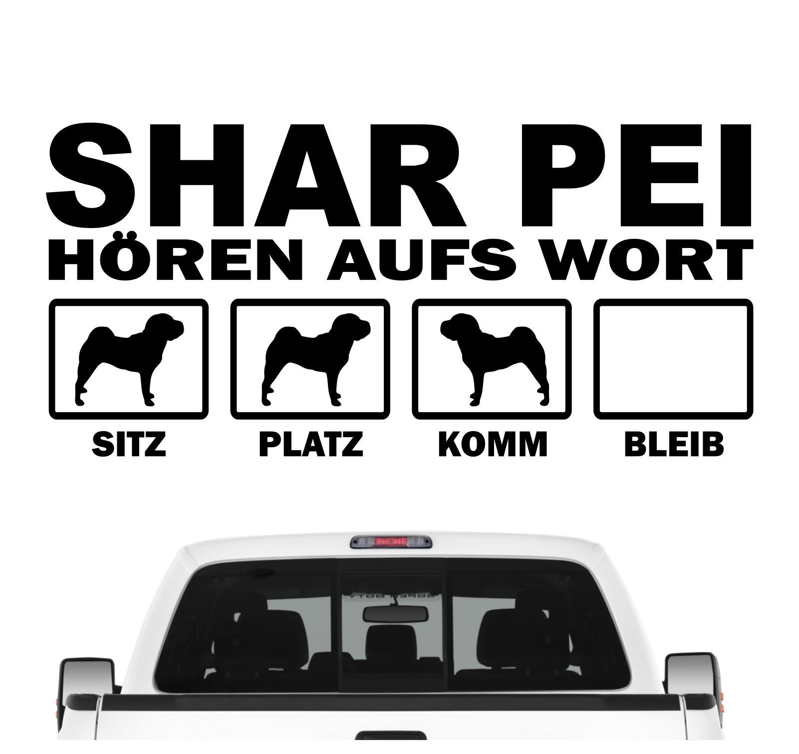 Shar Pei Faltenhund Chinese Hört aufs Wort Hunde Aufkleber Sticker Autoaufkleber Wandtattoo Tattoo