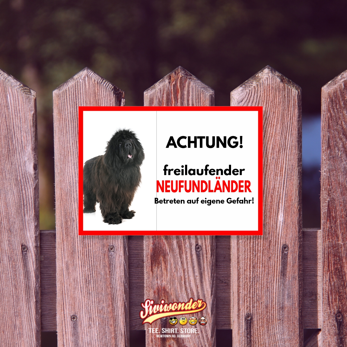 Neufundländer Freilaufender Hund Dog Schild Spruch Türschild Hundeschild Warnschild