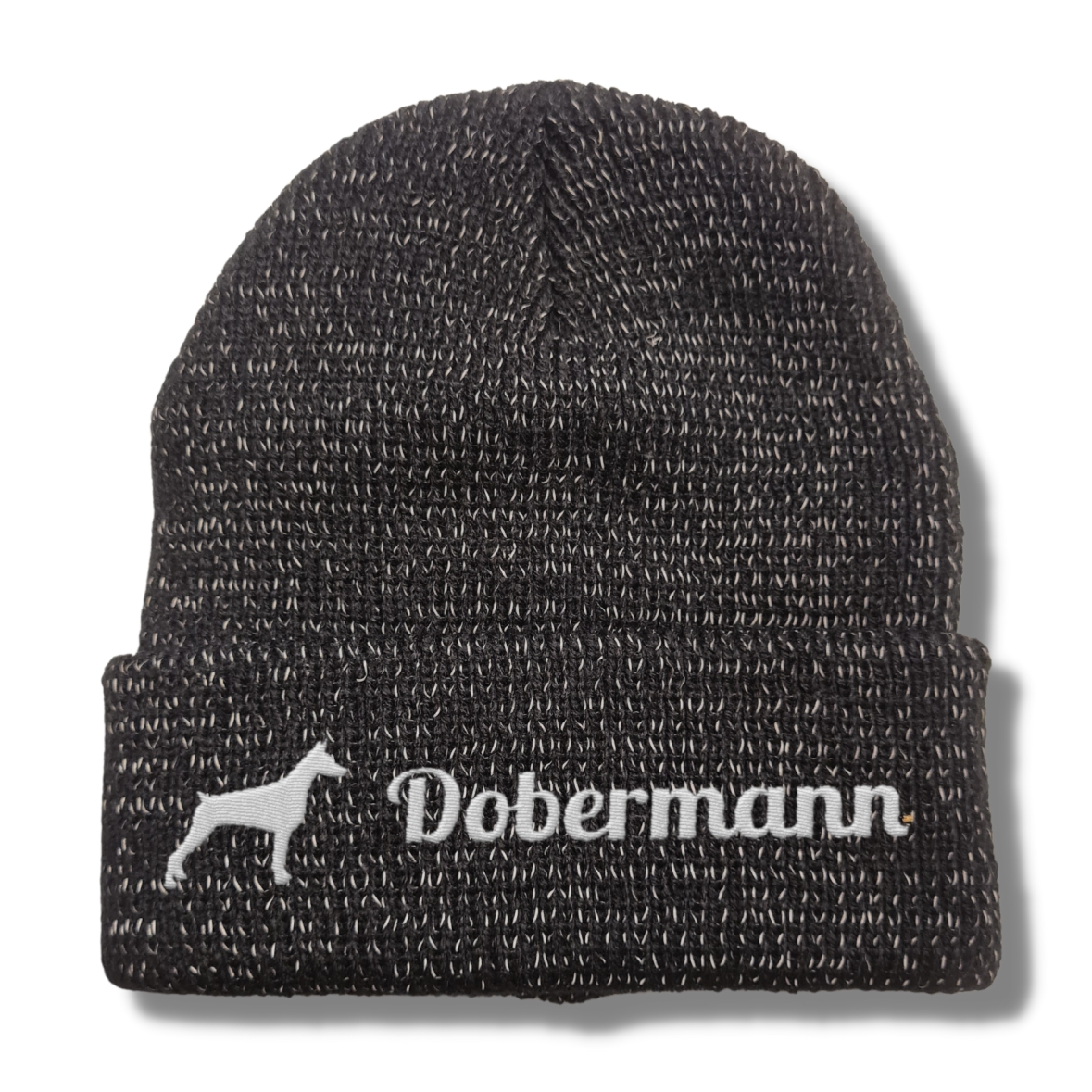 Dobermann reflektierende Mütze Stickerei Hund Winter Strickmütze reflex Beanie warm